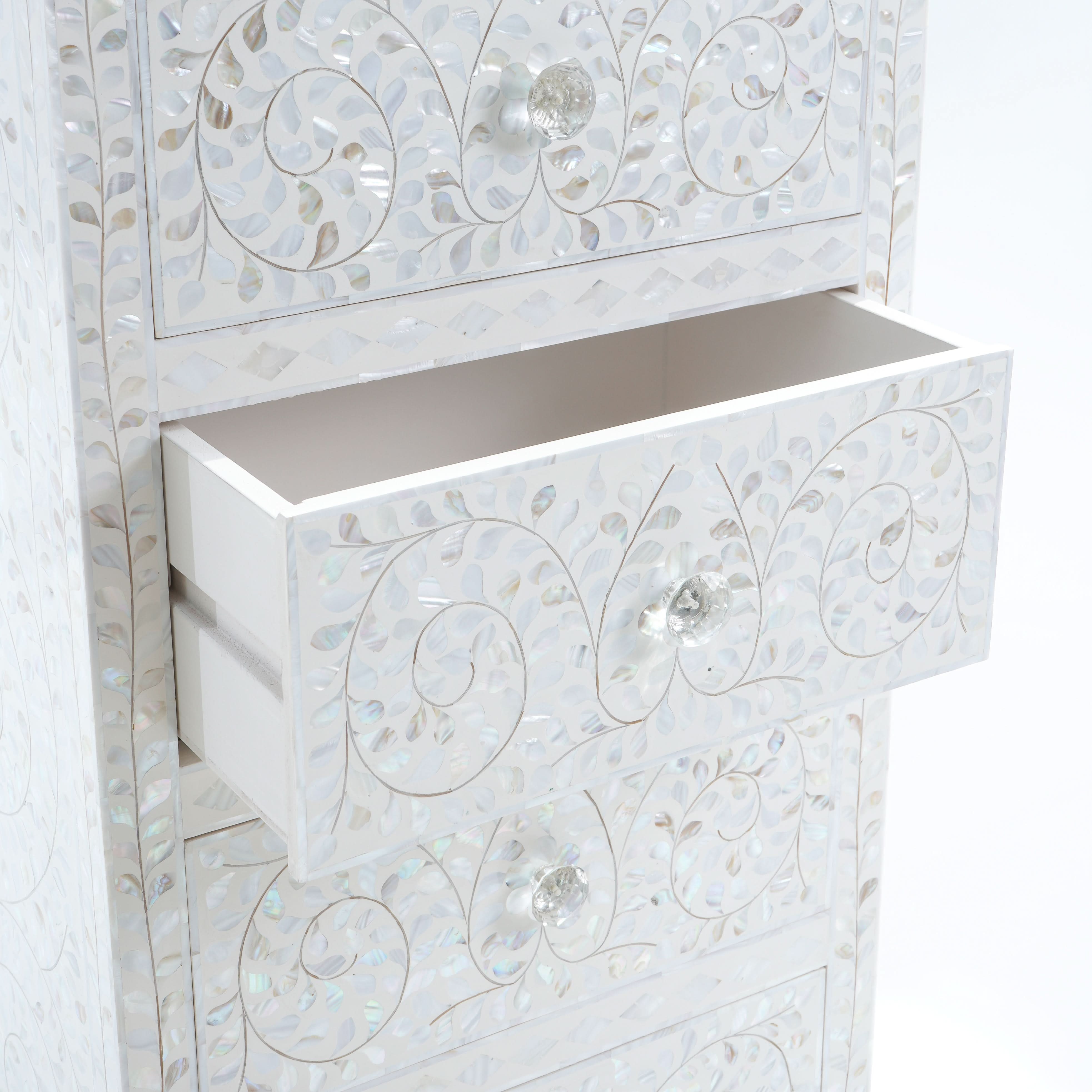 OCEAN-WHITE MOTHER OF PEARL SINGLE DRAWCHEST - Art and craft furniture