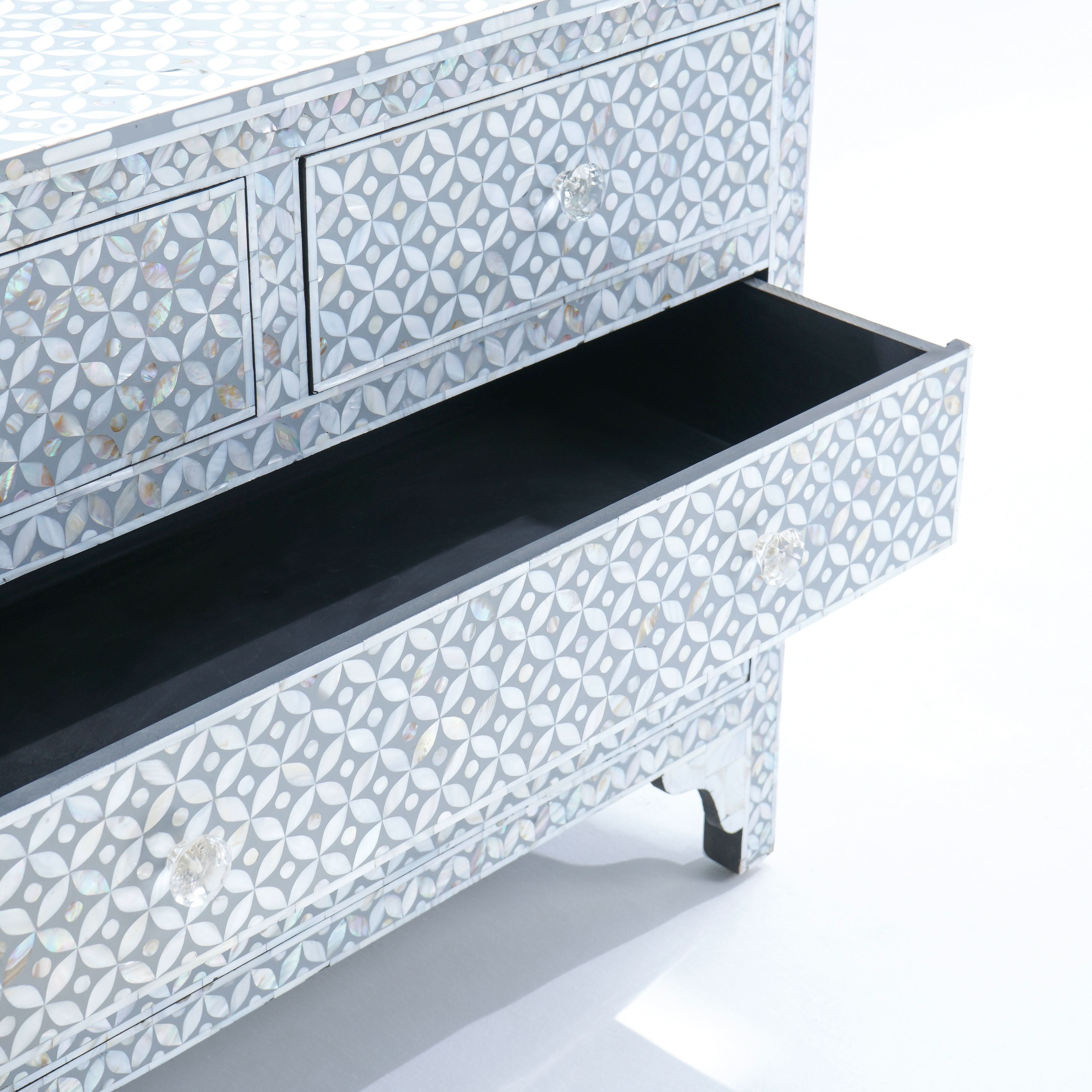 CRYSTAL WHITE MOTHER OF PEARL FOUR DRAWER DRAWCHEST - Art and craft furniture