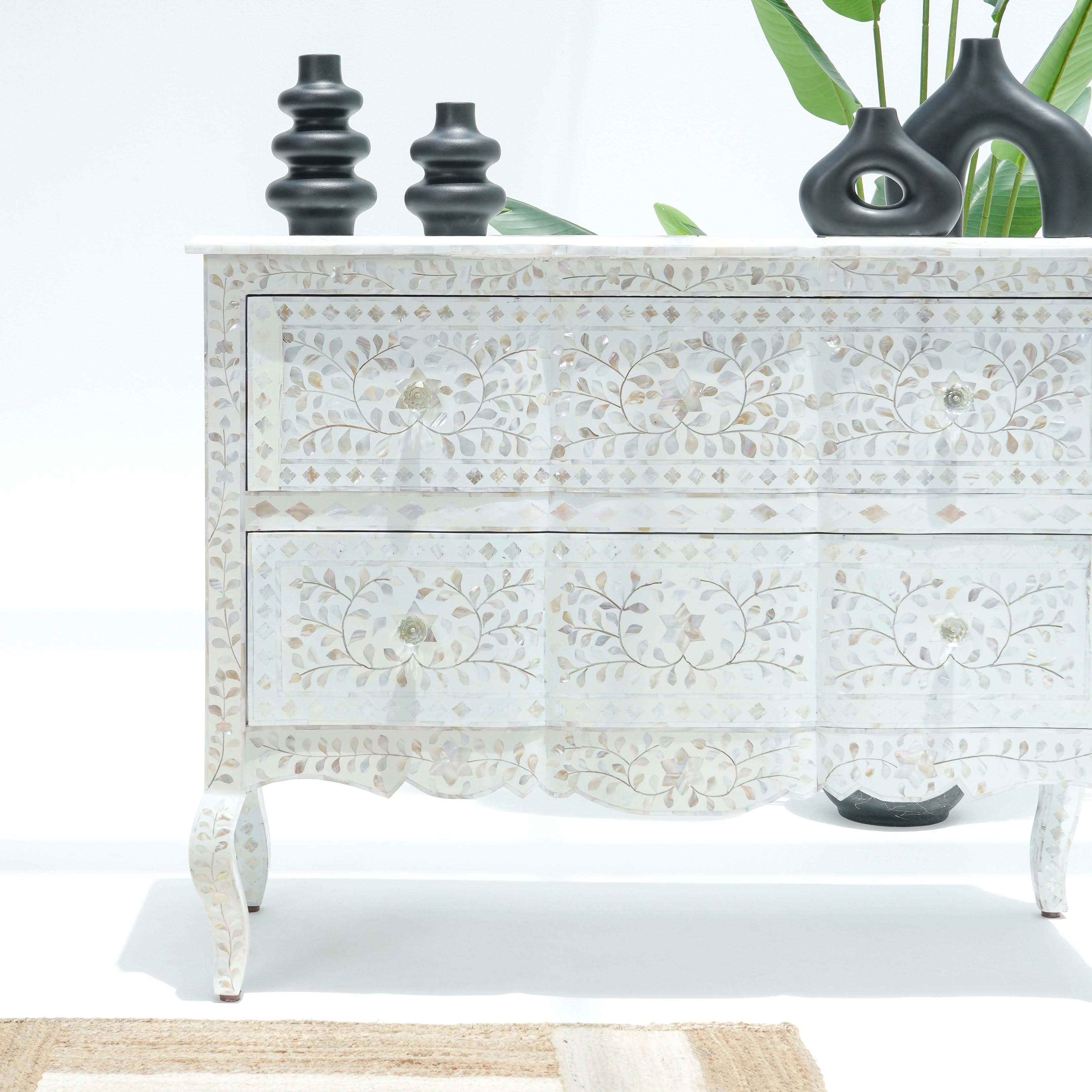 OCEAN-WHITE MOTHER OF PEARL TWO DRAWER DRAWCHEST - Art and craft furniture