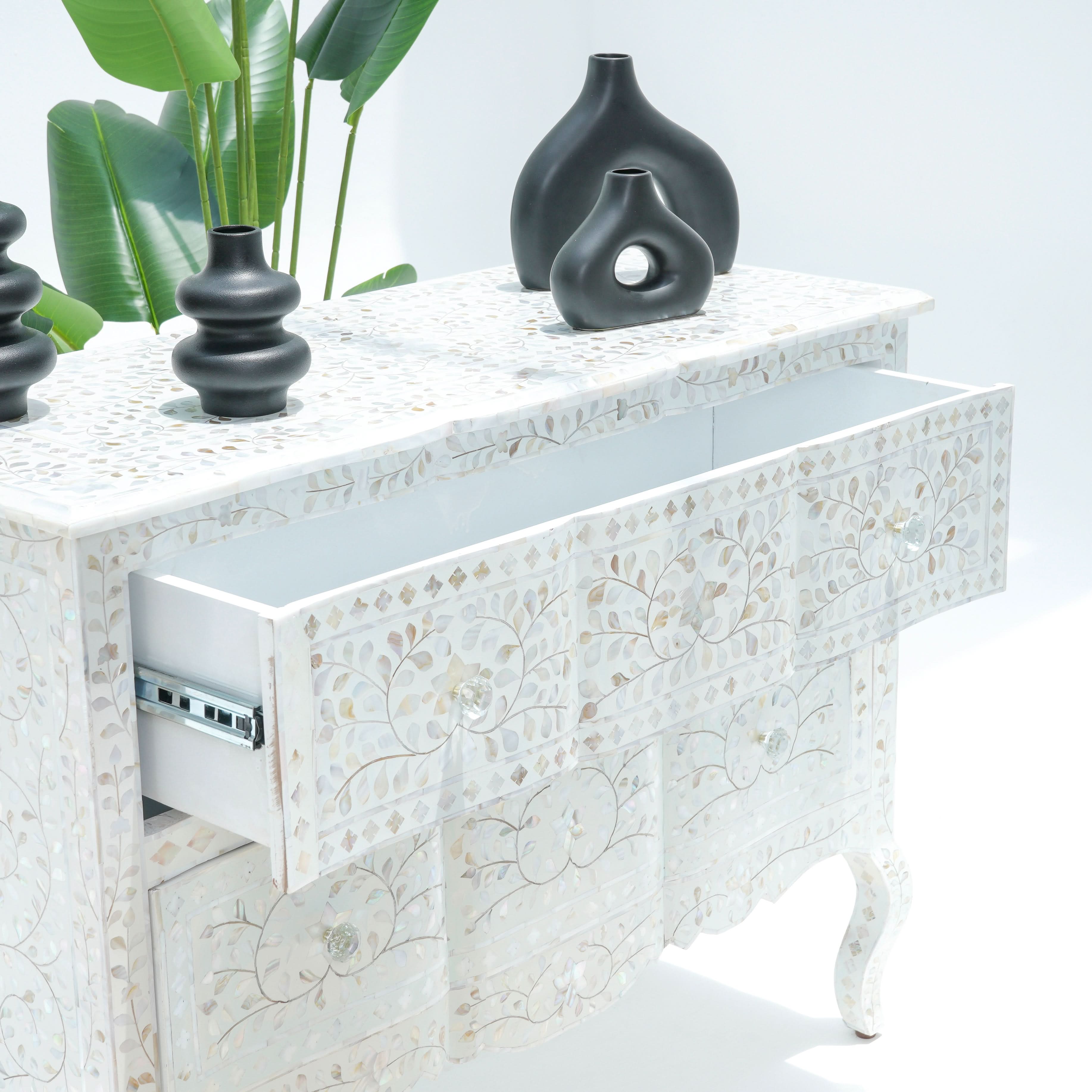 OCEAN-WHITE MOTHER OF PEARL TWO DRAWER DRAWCHEST - Art and craft furniture