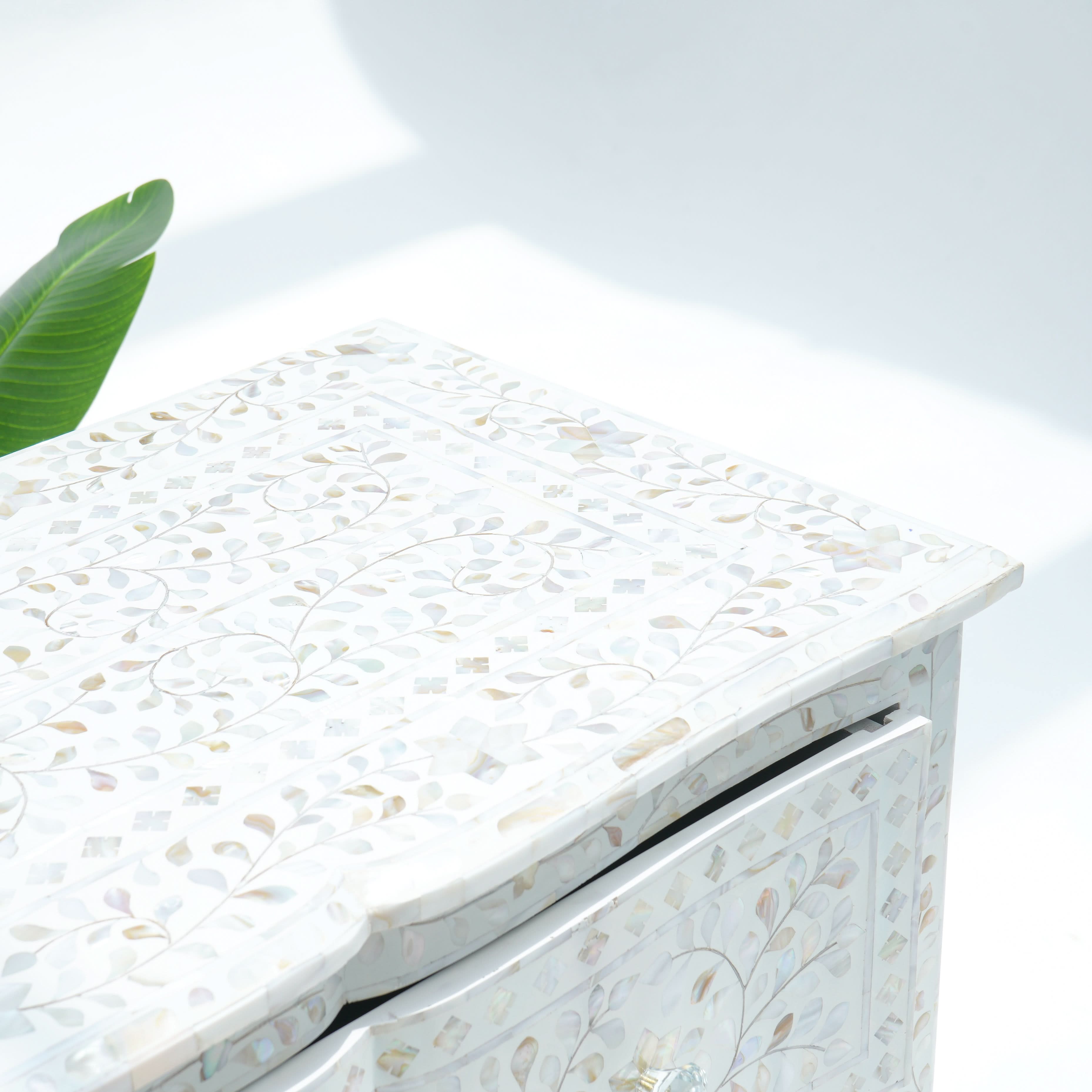 OCEAN-WHITE MOTHER OF PEARL TWO DRAWER DRAWCHEST - Art and craft furniture