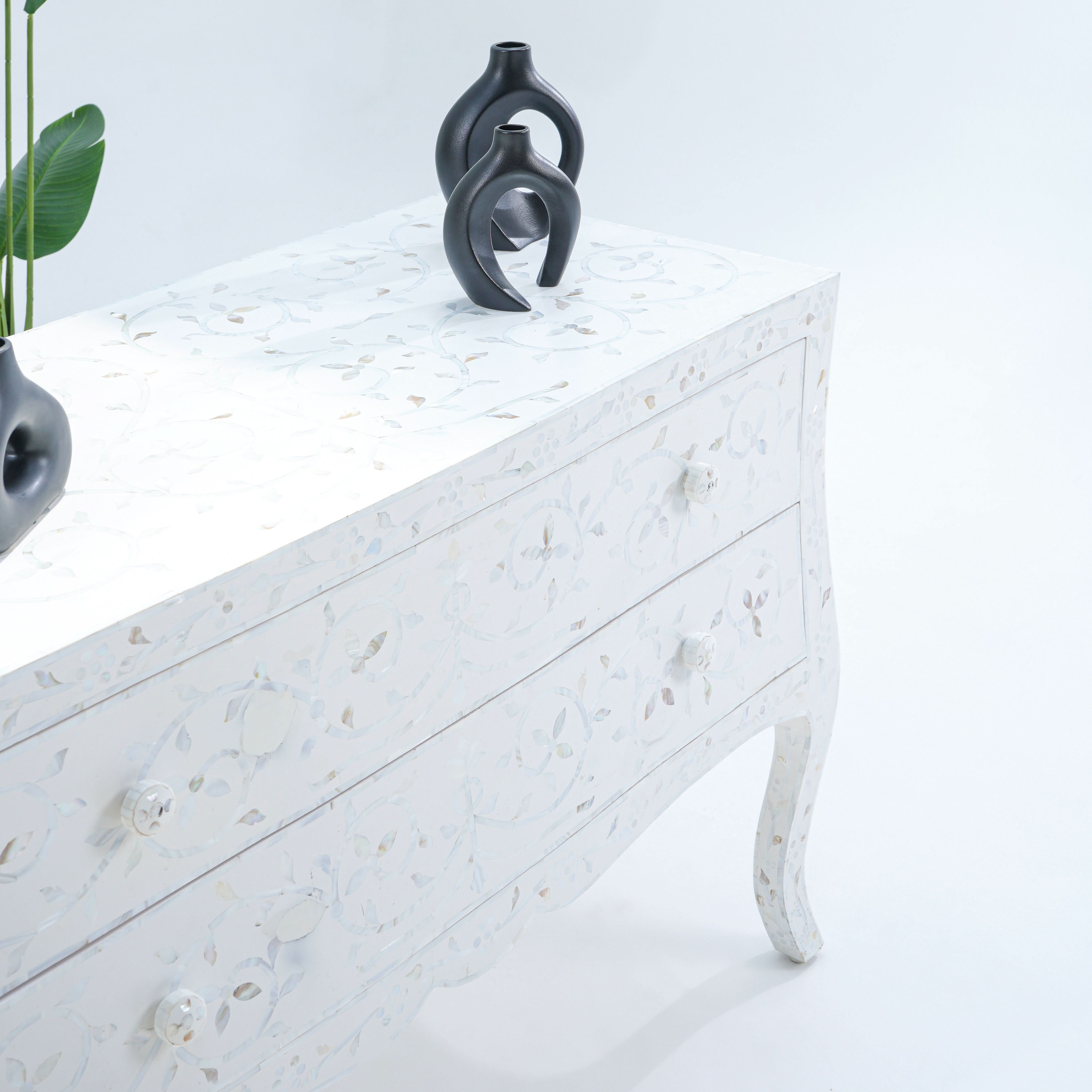 CRYSTAL WHITE MOTHER OF PEARL TWO DRAWER DRAWCHEST - Art and craft furniture