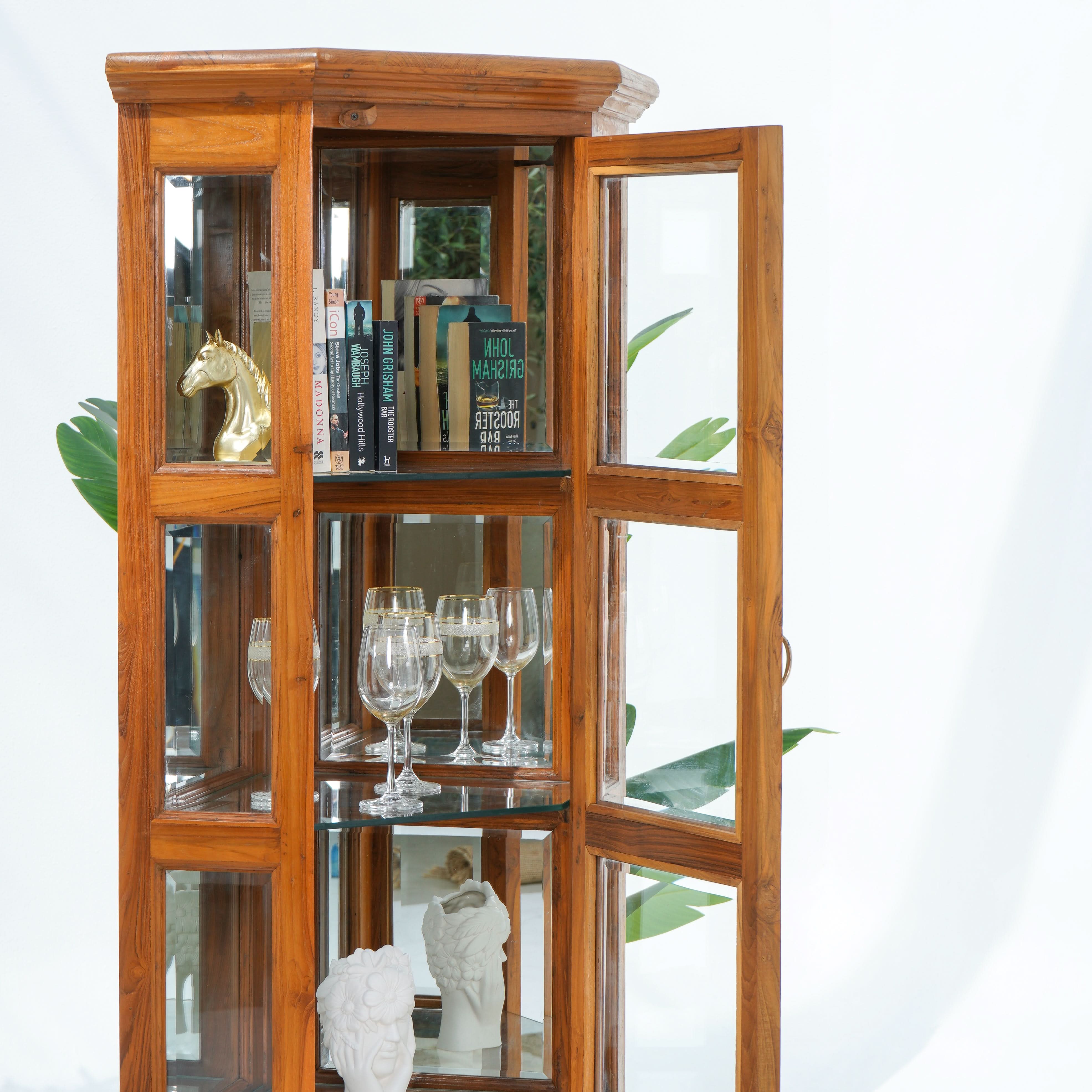 THE GRACEFUL CORNER GLASS SHOWCASE - Art and craft furniture