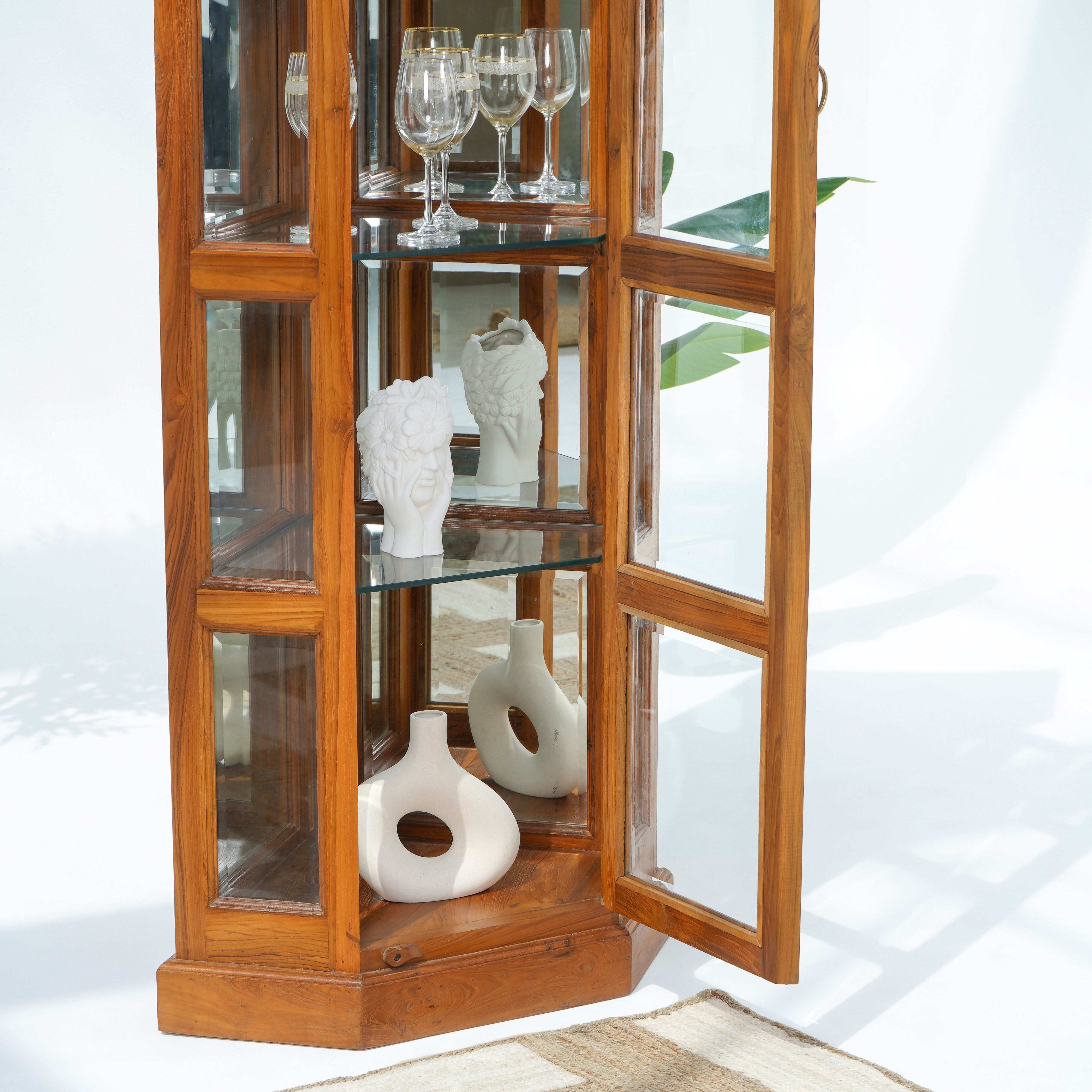 THE GRACEFUL CORNER GLASS SHOWCASE - Art and craft furniture