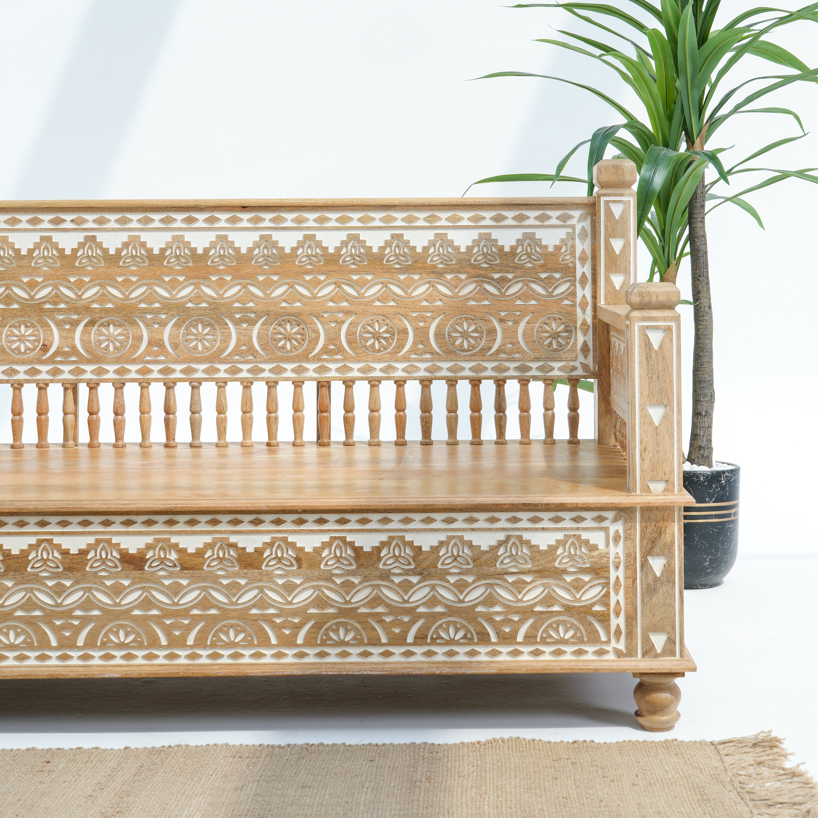 IVORY CNC DESIGN THREE-SEATER SOFA