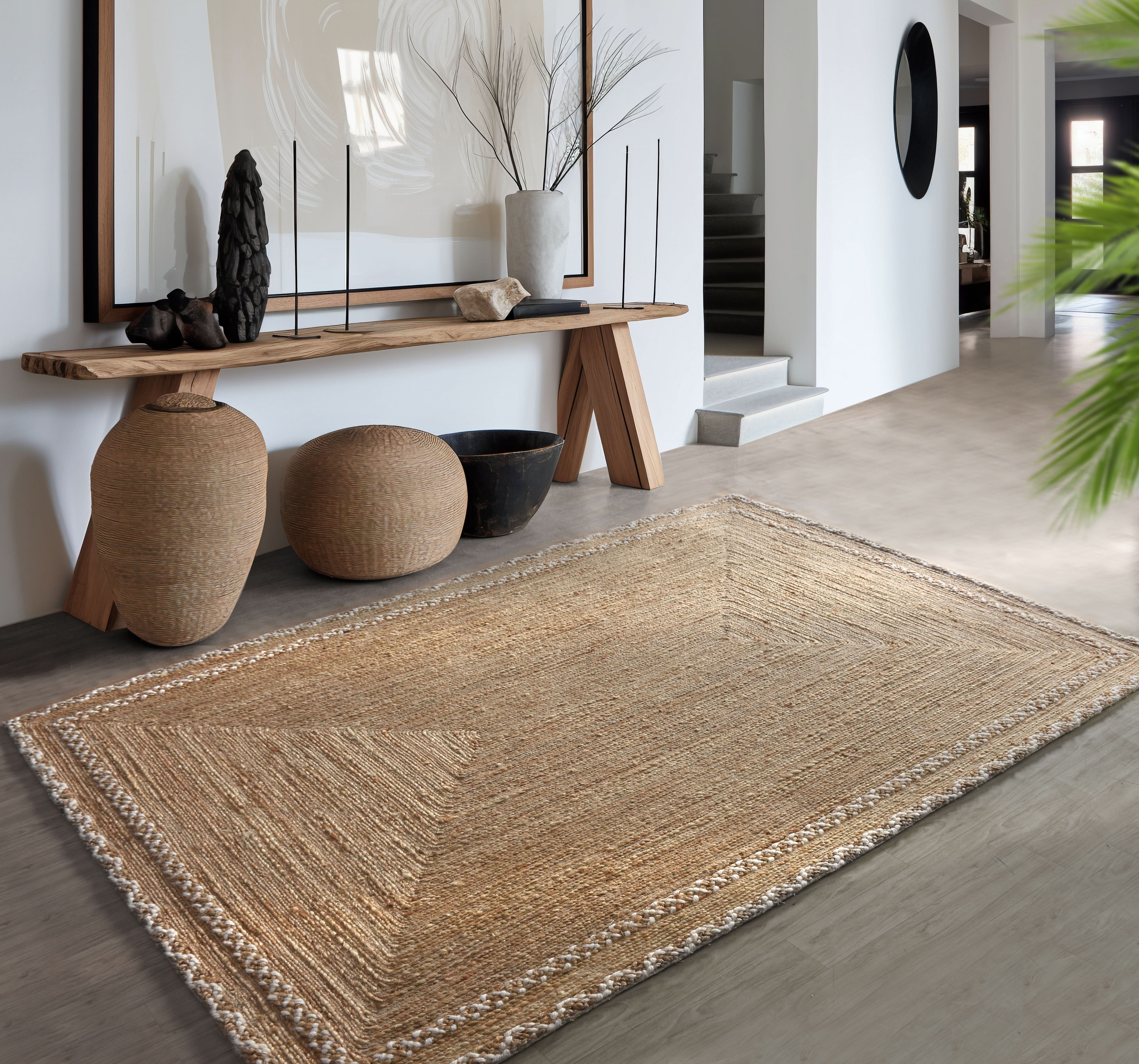 VINSECK HAND MADE JUTE & WOOL CARPET - Art and craft furniture