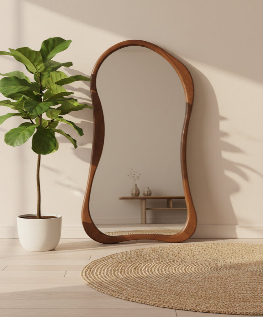 Celeste Dark Wood Curve Mirror Frame - Art and craft furniture