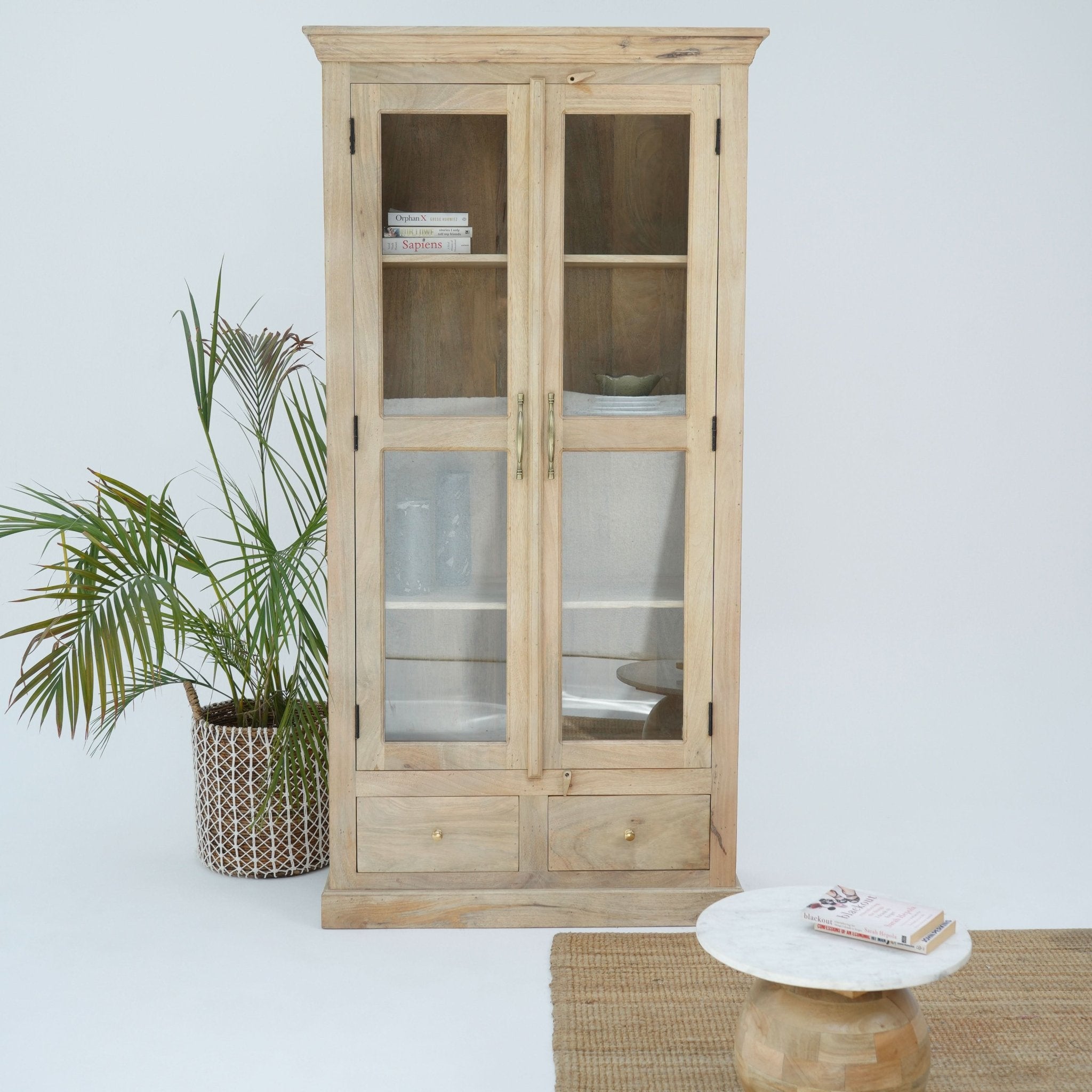 ABUJA ARTISTRY TWO GLASS DOOR CABINET - Art and craft furniture