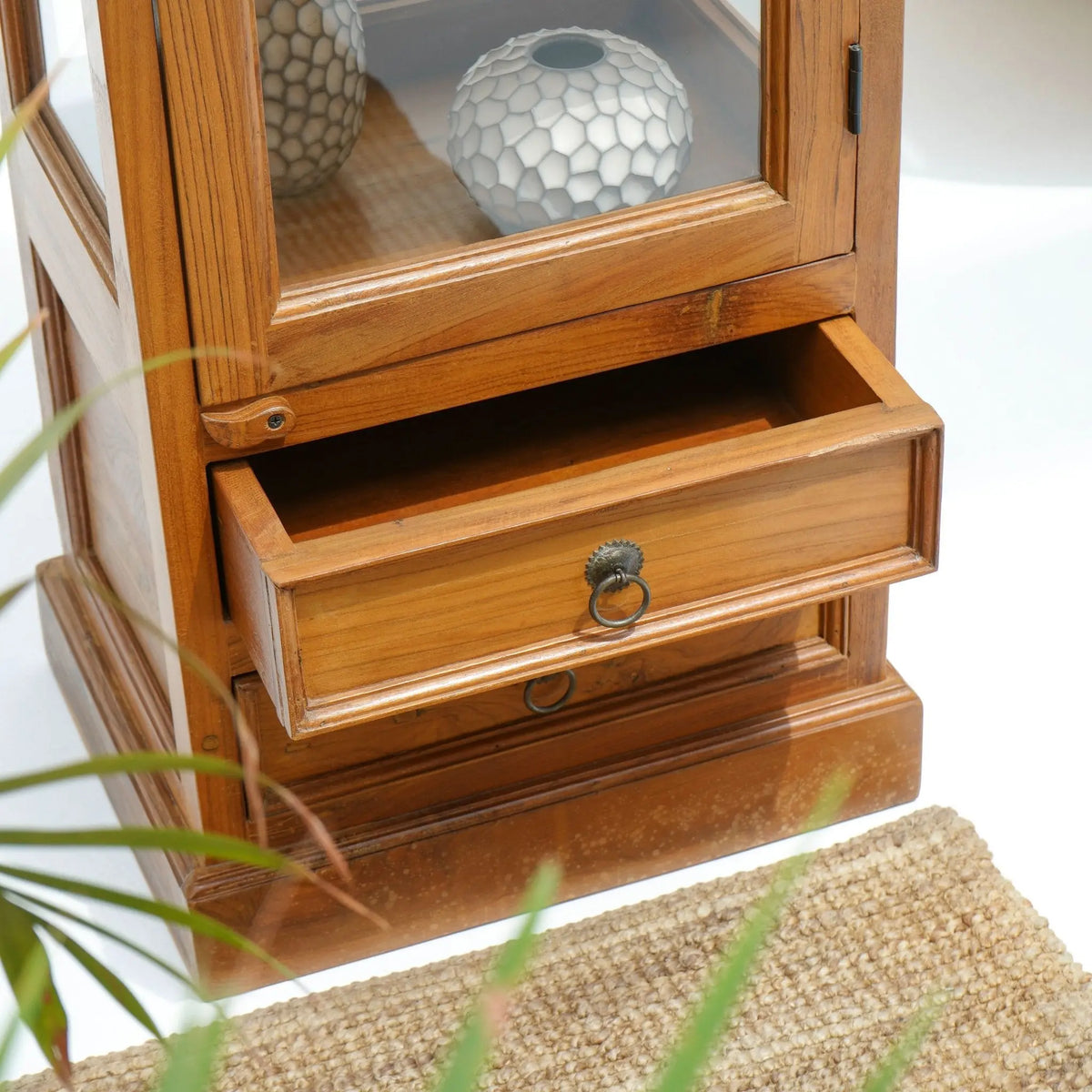 Teak Wood Single Door Cabinet - Art and craft furniture