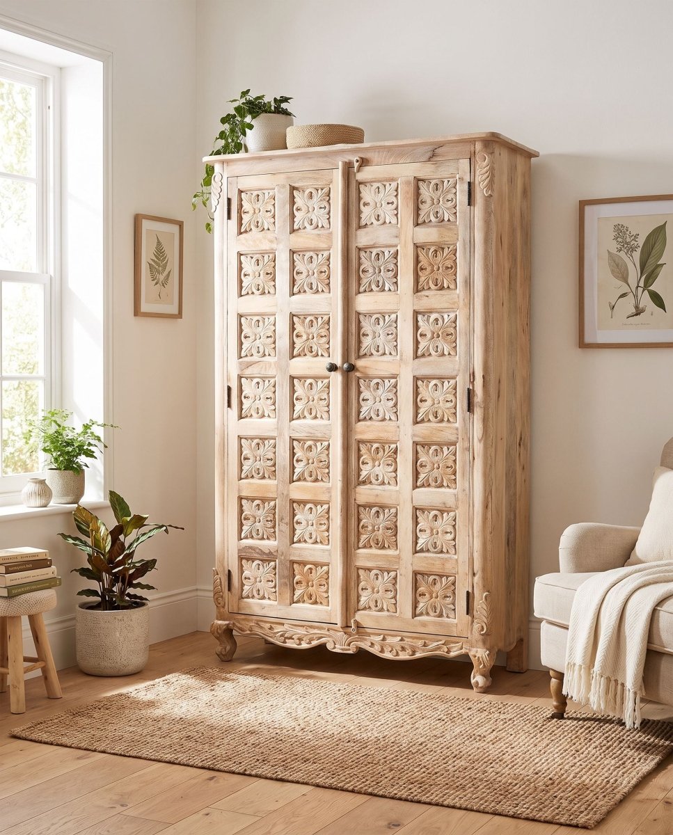 Alice 2 Door Mango Wood Cabinet - Art and craft furniture