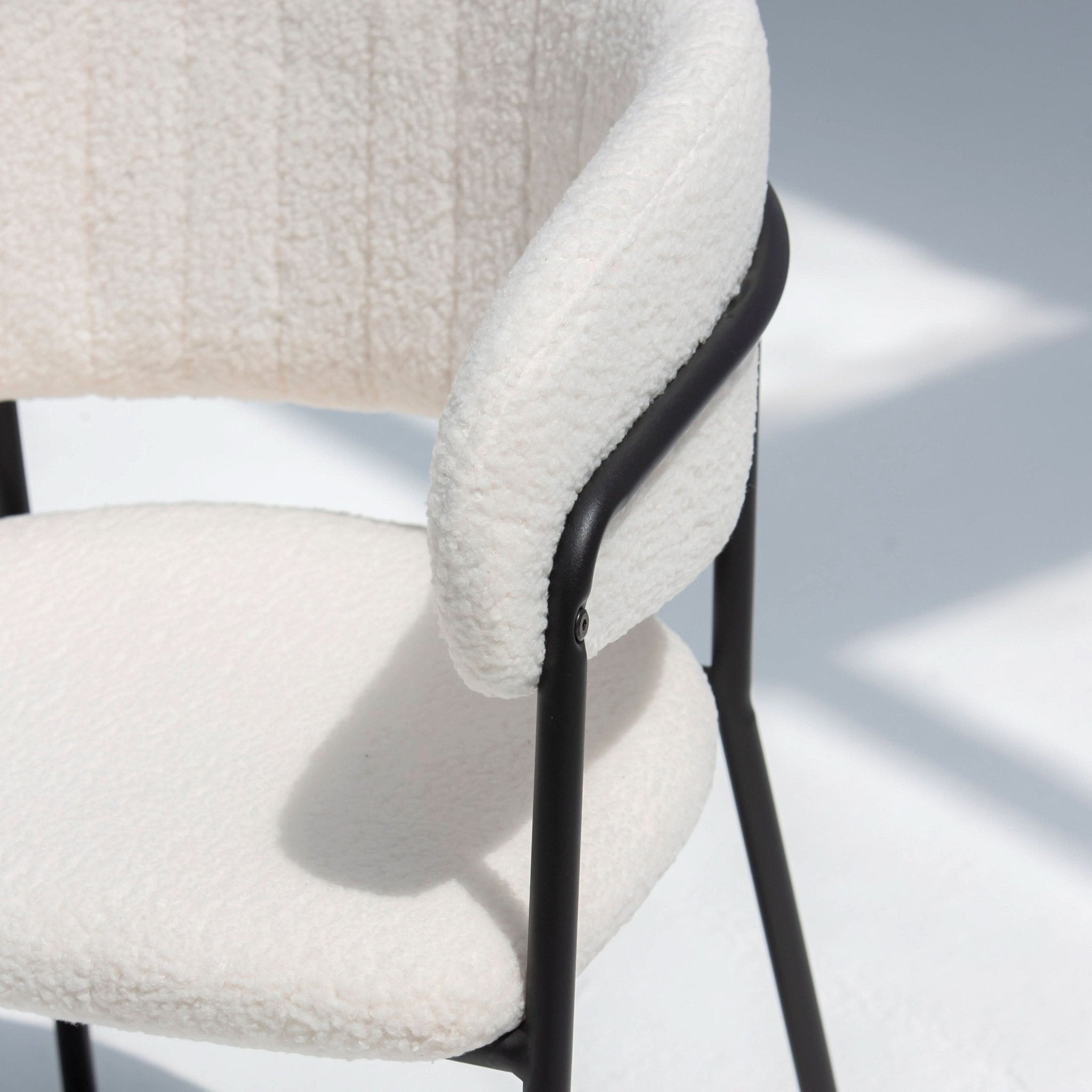 ARC HALF ROUND WHITE FABRIC DINING CHAIR - Art and craft furniture
