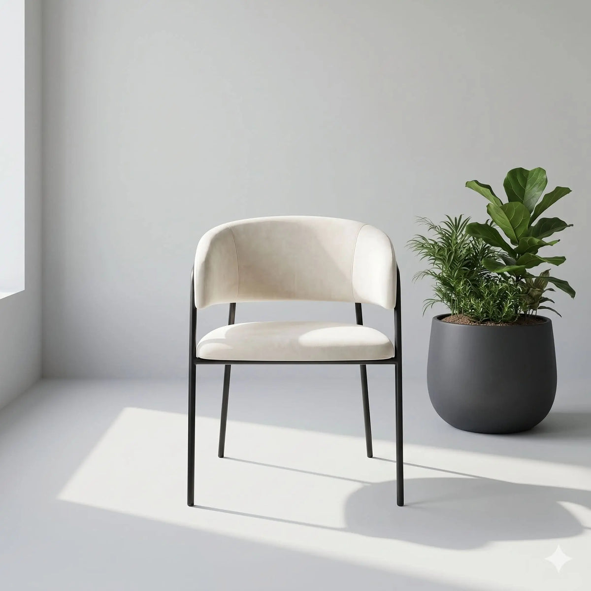 Arc Half Round White Fabric Dining Chair - Art and craft furniture