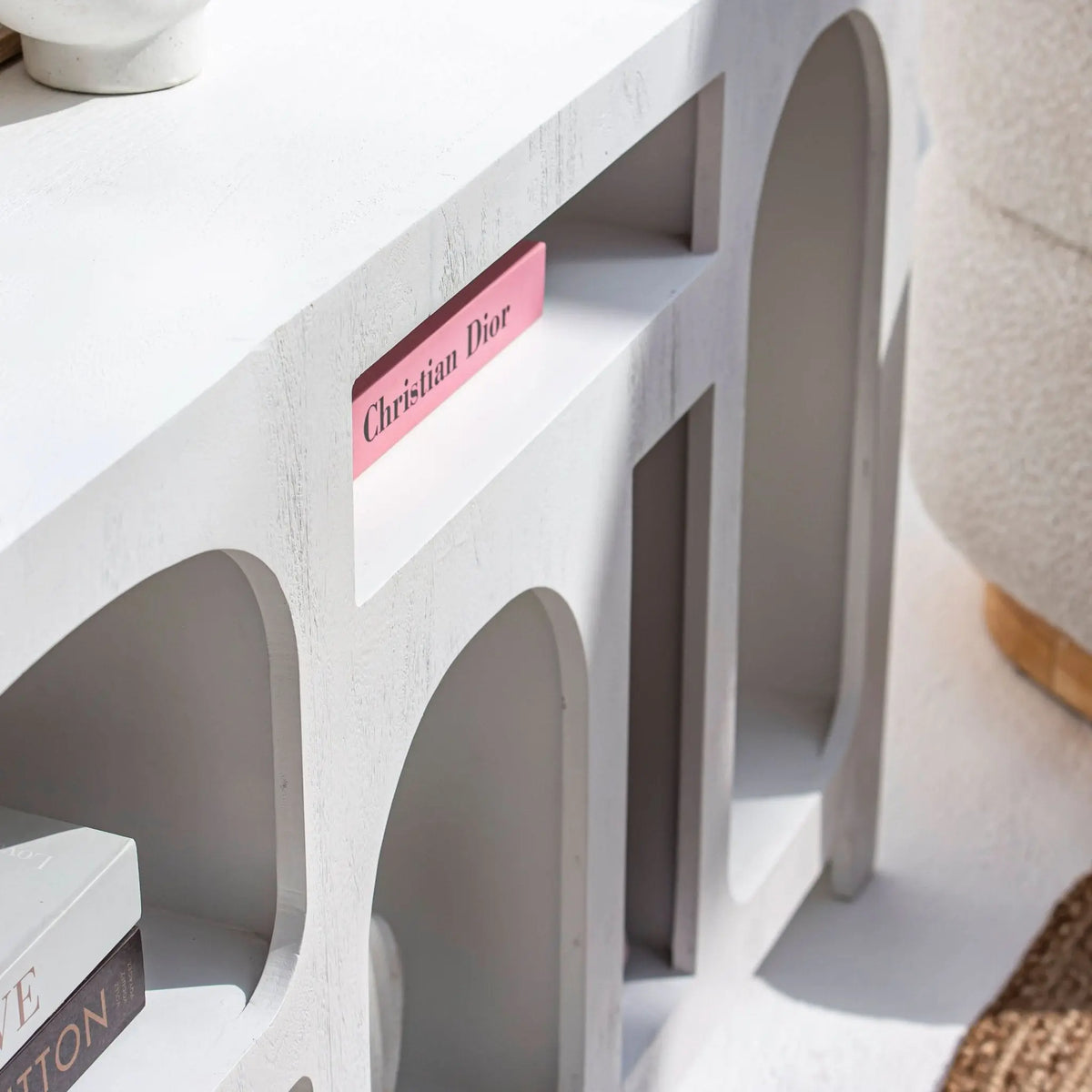 Arc White Open Sideboard - Art and craft furniture