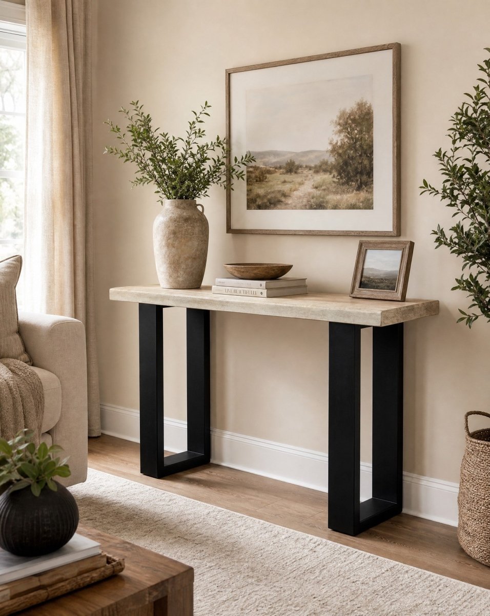 Arden Mango Wood U Leg Console Table - Art and craft furniture