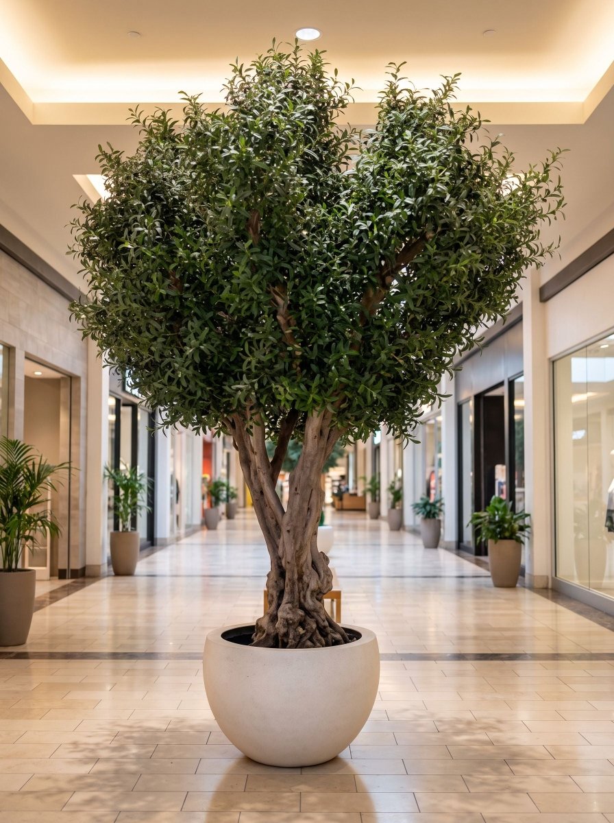 Artificial Natural Olive Wood Olive Tree and White Pot - Art and craft furniture