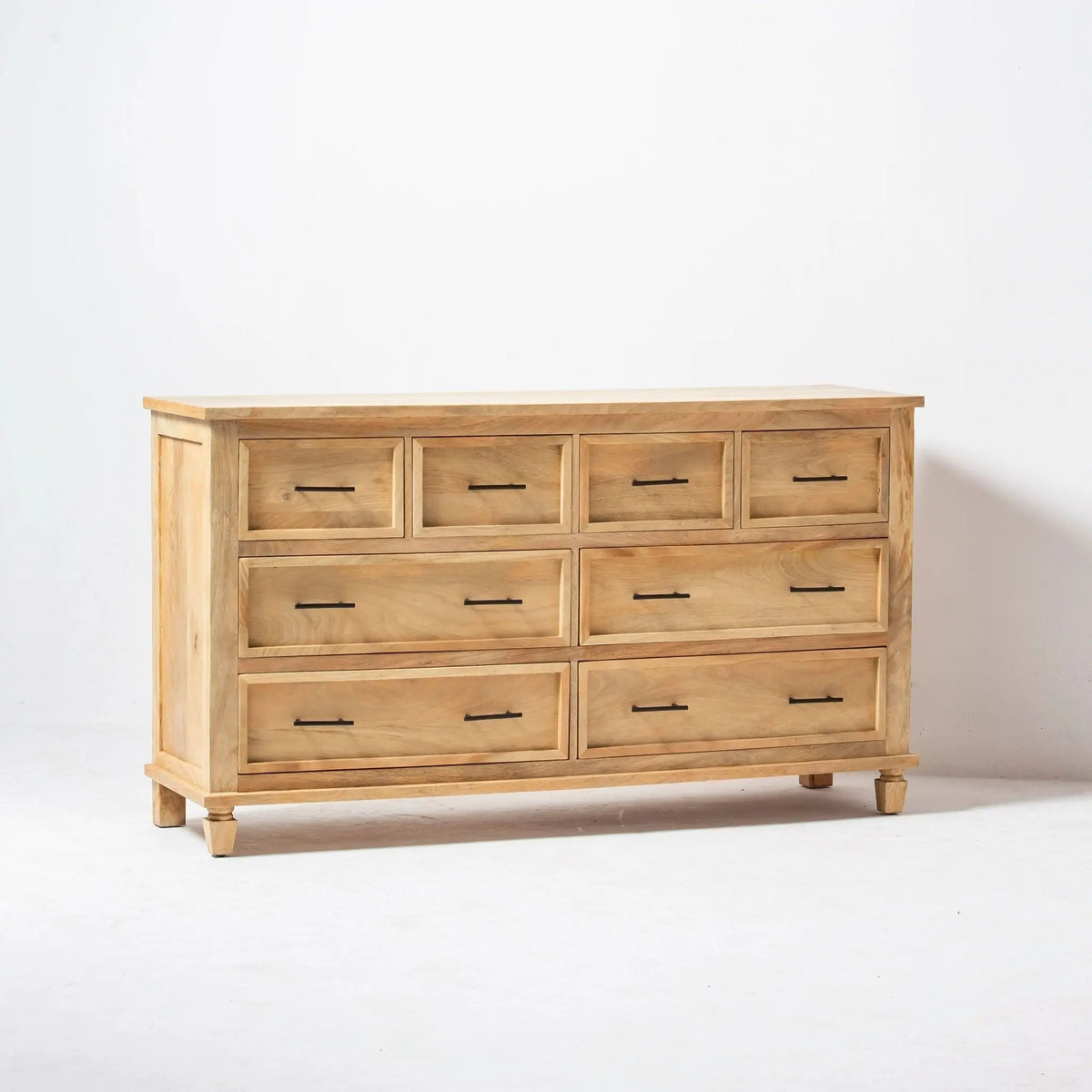 AUREVO EIGHT DRAWER PLAIN FINISH DRESSER - Art and craft furniture