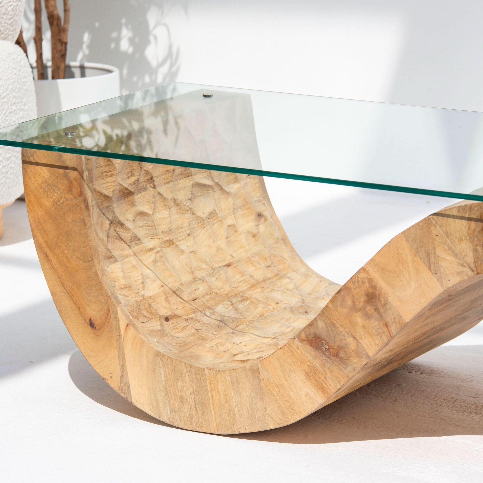 AUREVO GLASS TOP COFFEE TABLE - Art and craft furniture