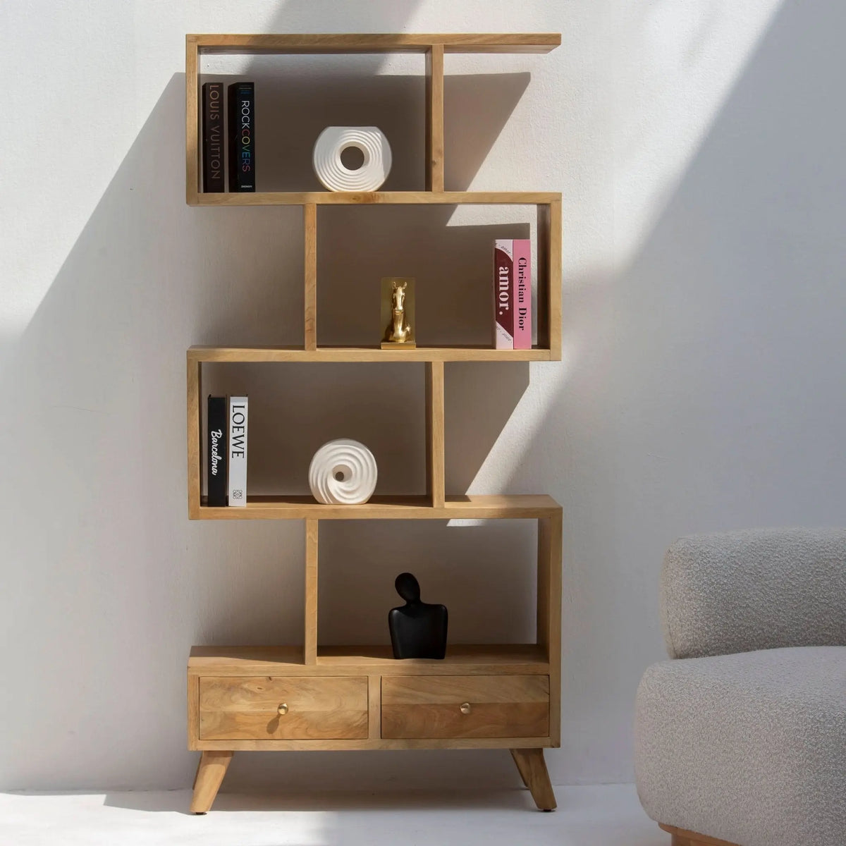 Aurevo Wooden Bookshelf - Art and craft furniture