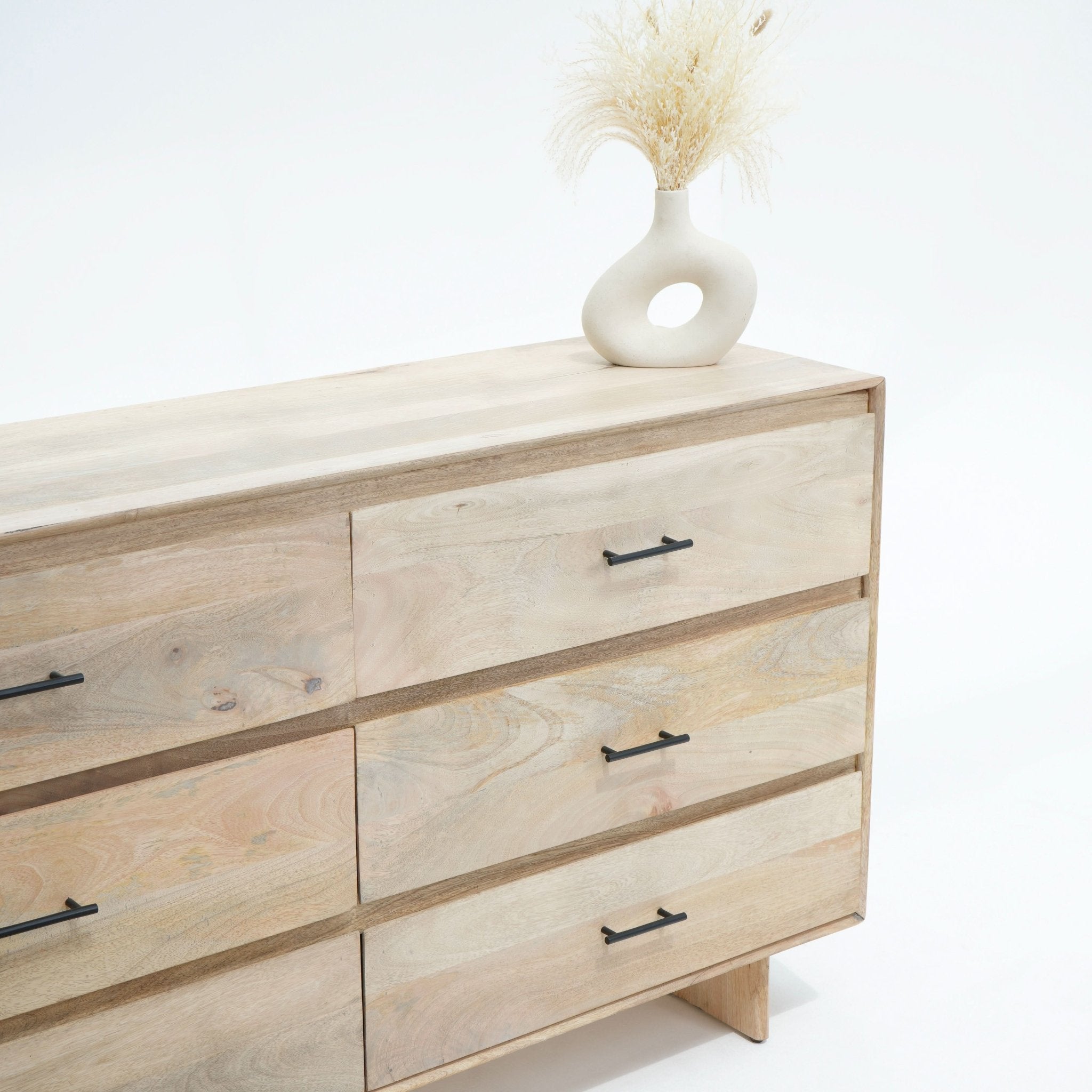 AUREVO PLAIN FINISH SIX DRAWER DRESSER - Art and craft furniture