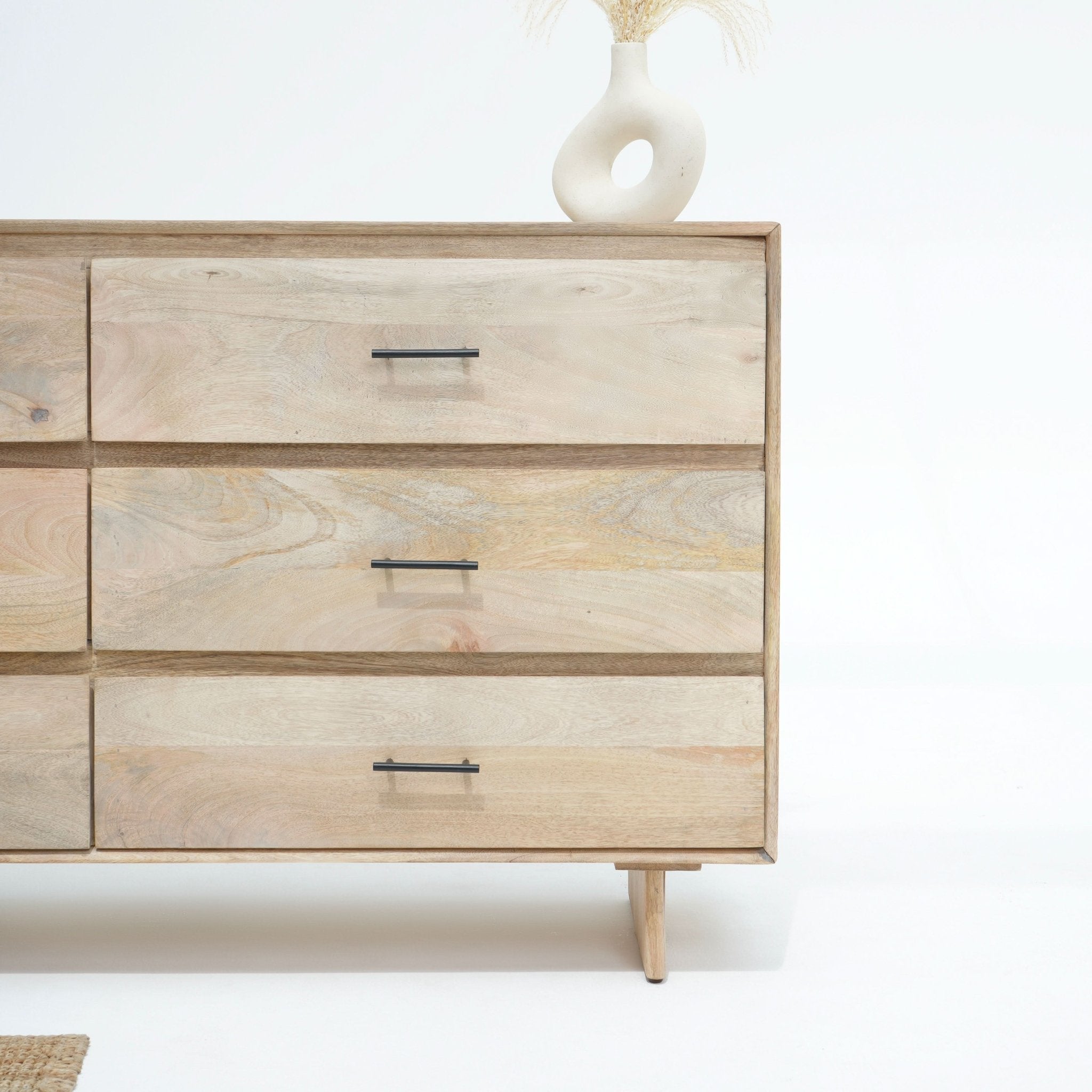 AUREVO PLAIN FINISH SIX DRAWER DRESSER - Art and craft furniture