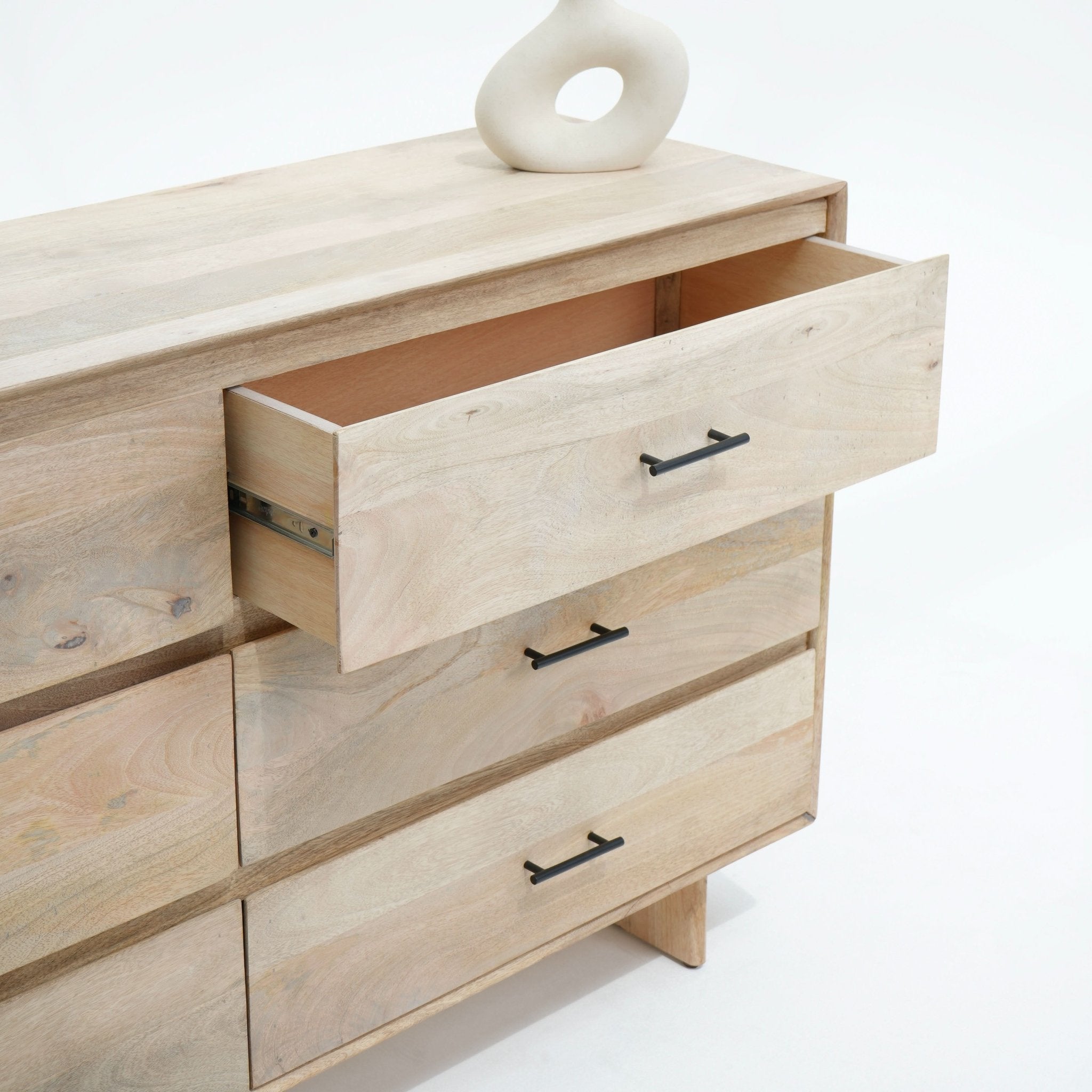 AUREVO PLAIN FINISH SIX DRAWER DRESSER - Art and craft furniture