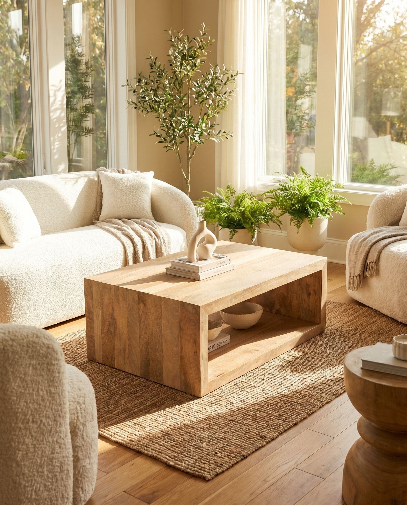 AUREVO RECTANGLE WOODEN COFFEE TABLE - Art and craft furniture