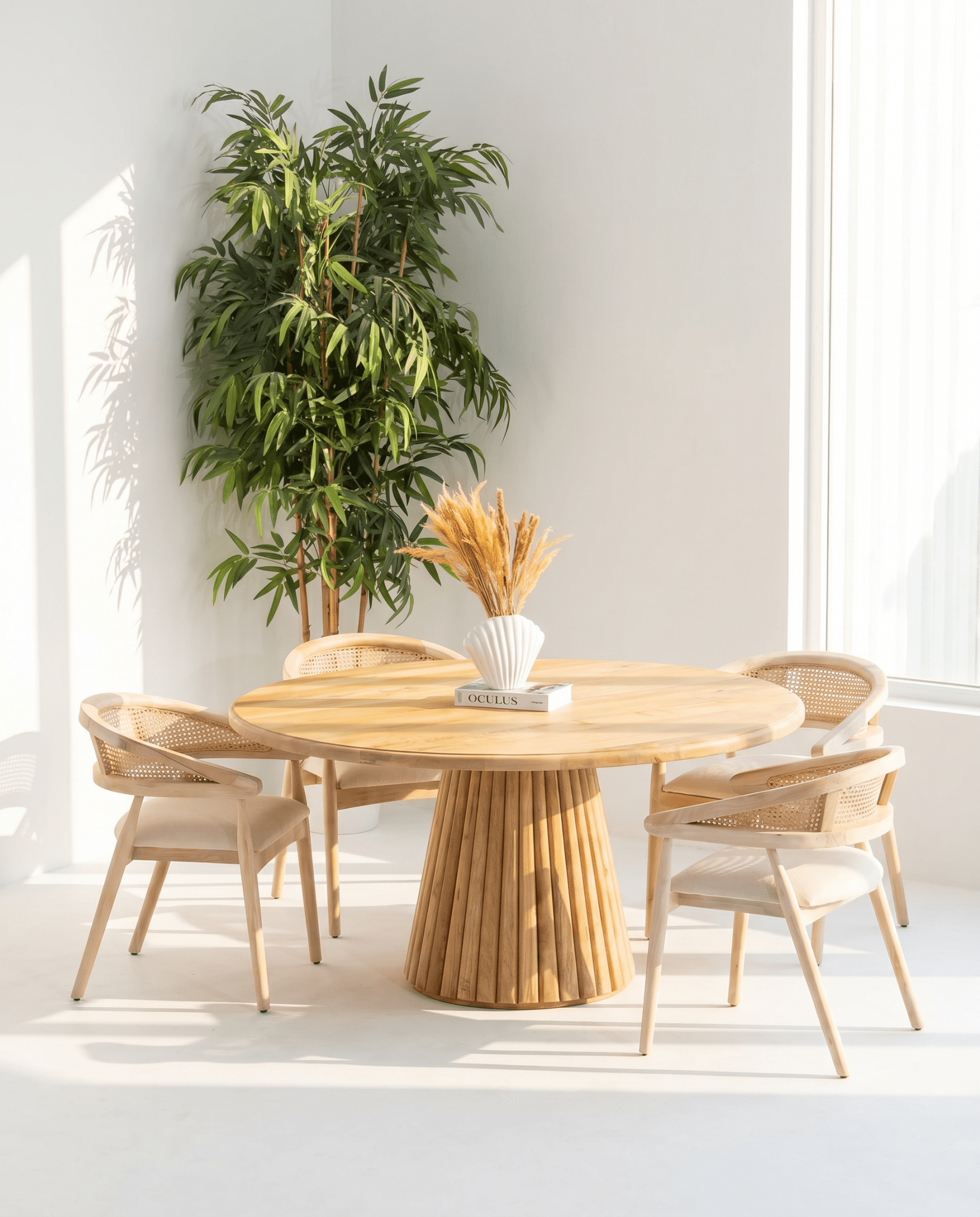 AUREVO ROUND LINING BASE DINING TABLE - Art and craft furniture