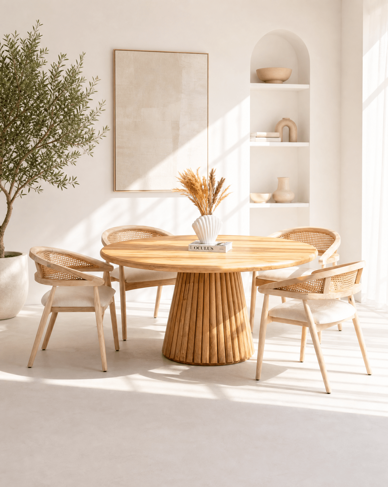AUREVO ROUND LINING BASE DINING TABLE - Art and craft furniture