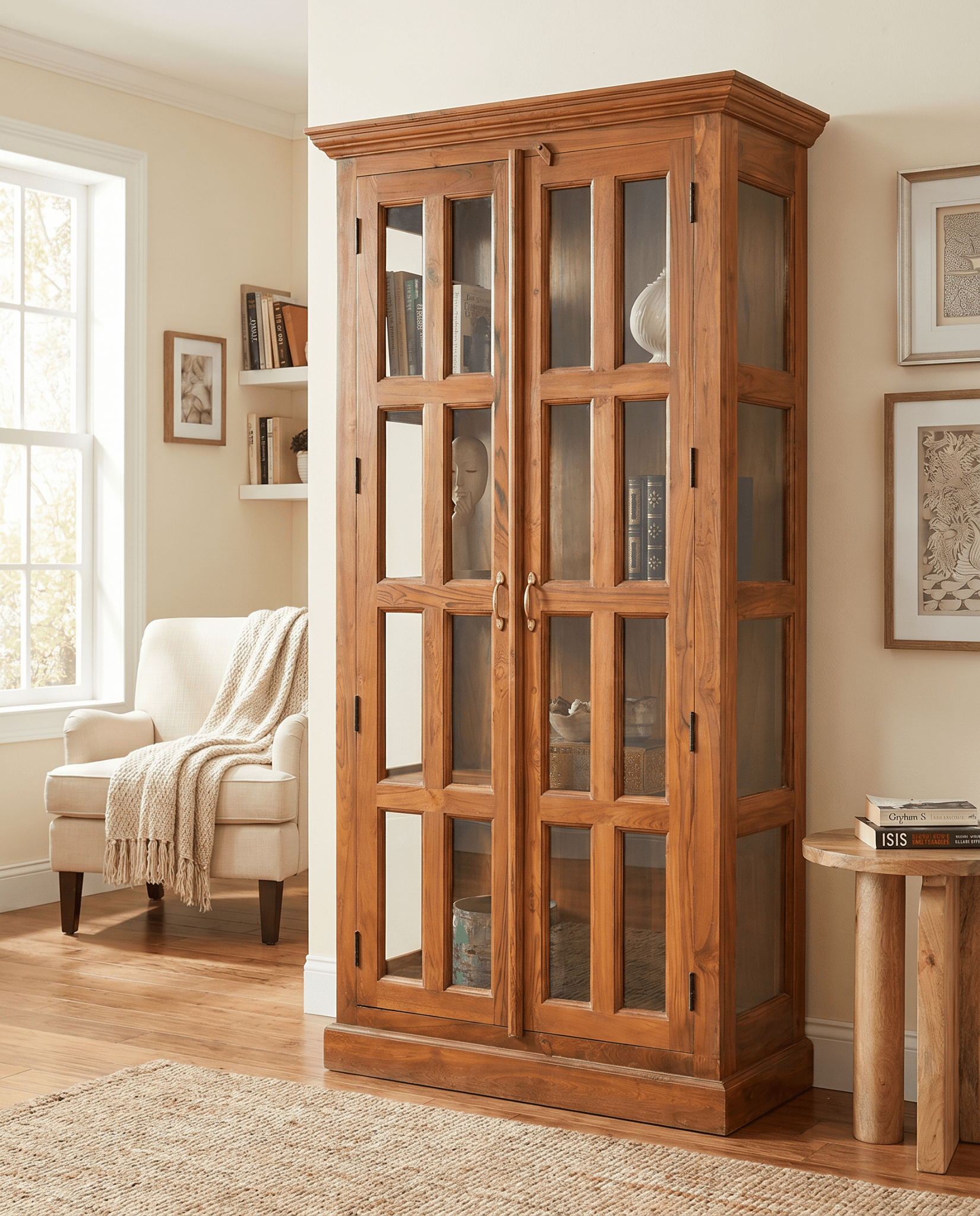 Aurevo Teak Wood Cabinet - Art and craft furniture