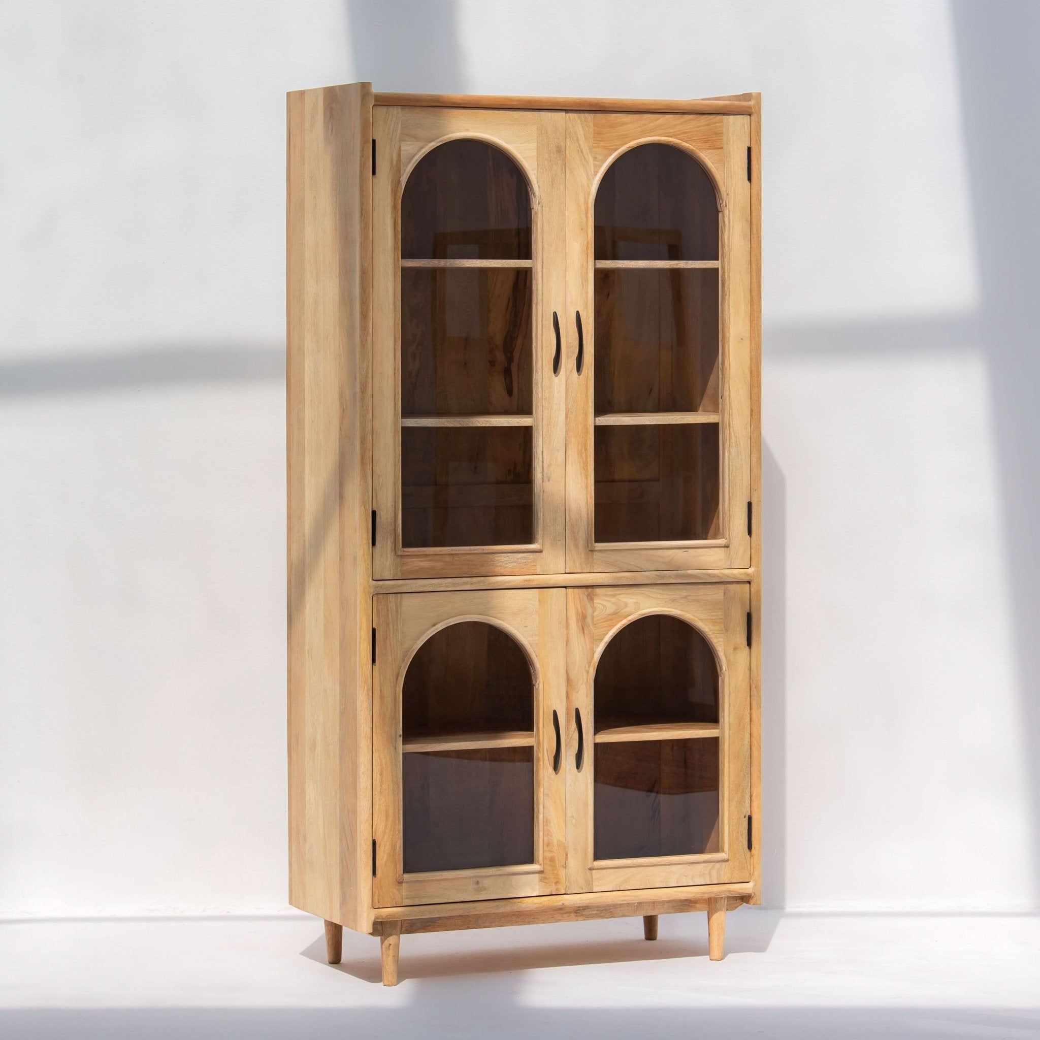 AUREVO WOODEN GLASS DOOR CABINET - Art and craft furniture