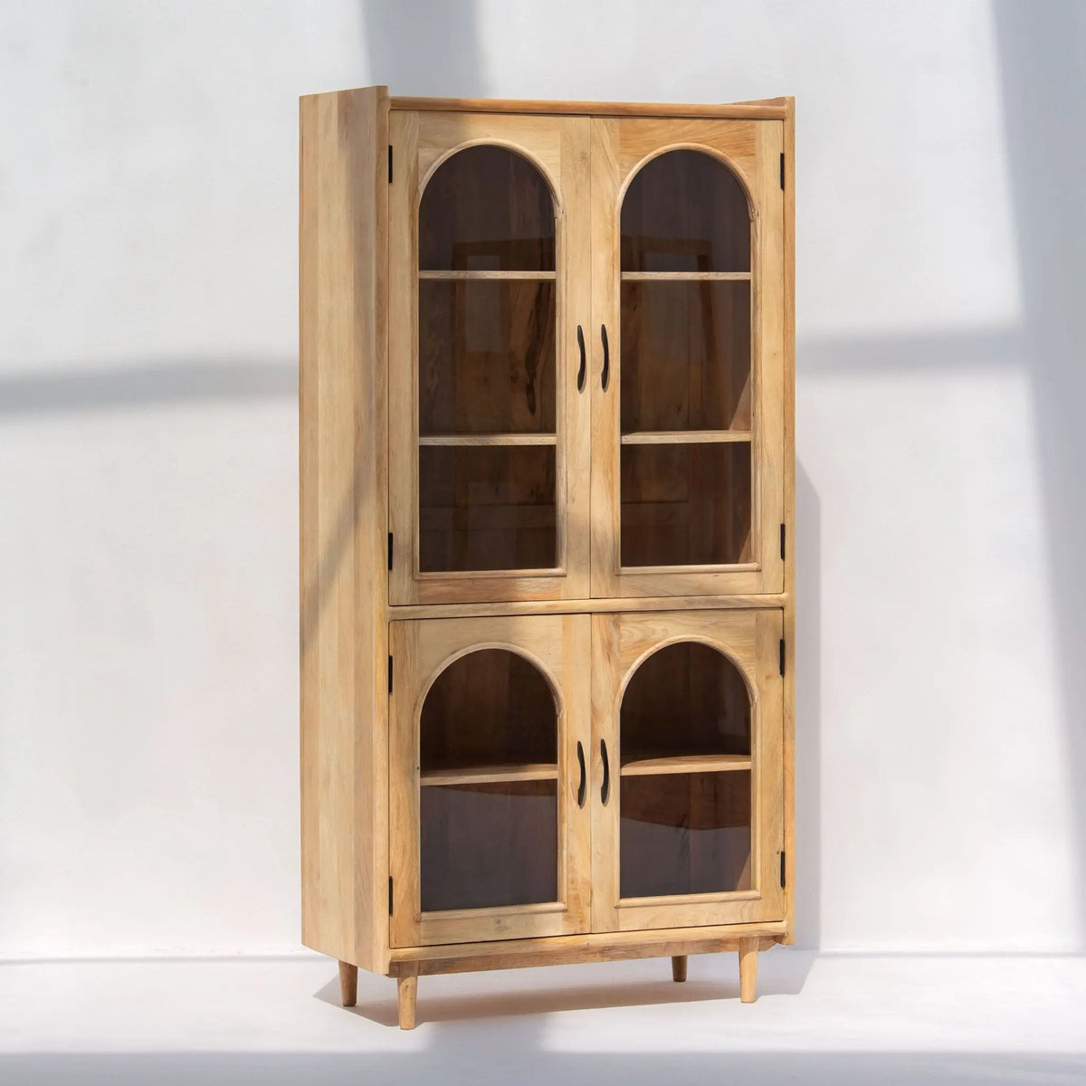 AUREVO WOODEN GLASS DOOR CABINET - Art and craft furniture