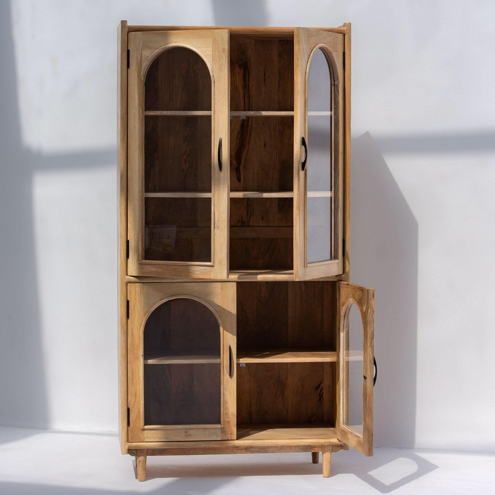 AUREVO WOODEN GLASS DOOR CABINET - Art and craft furniture