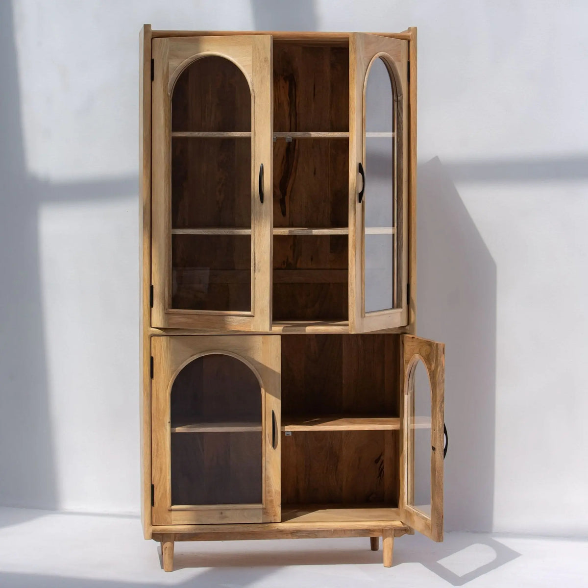AUREVO WOODEN GLASS DOOR CABINET - Art and craft furniture