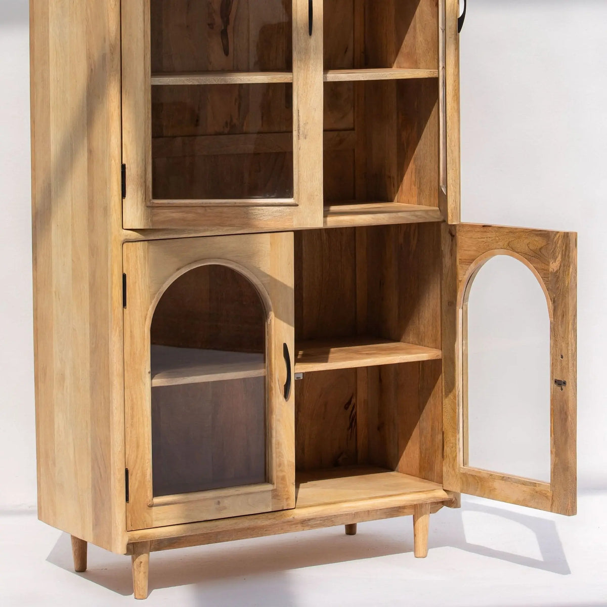 AUREVO WOODEN GLASS DOOR CABINET - Art and craft furniture