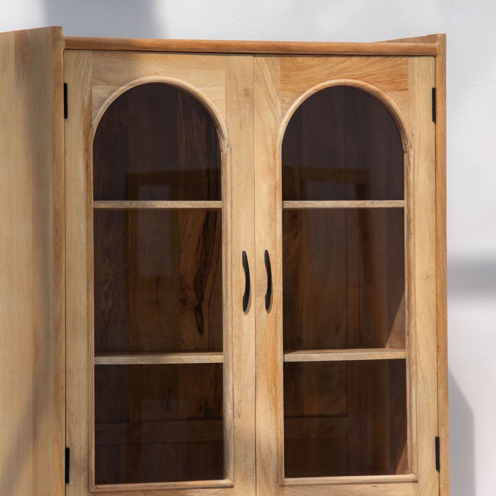 AUREVO WOODEN GLASS DOOR CABINET - Art and craft furniture
