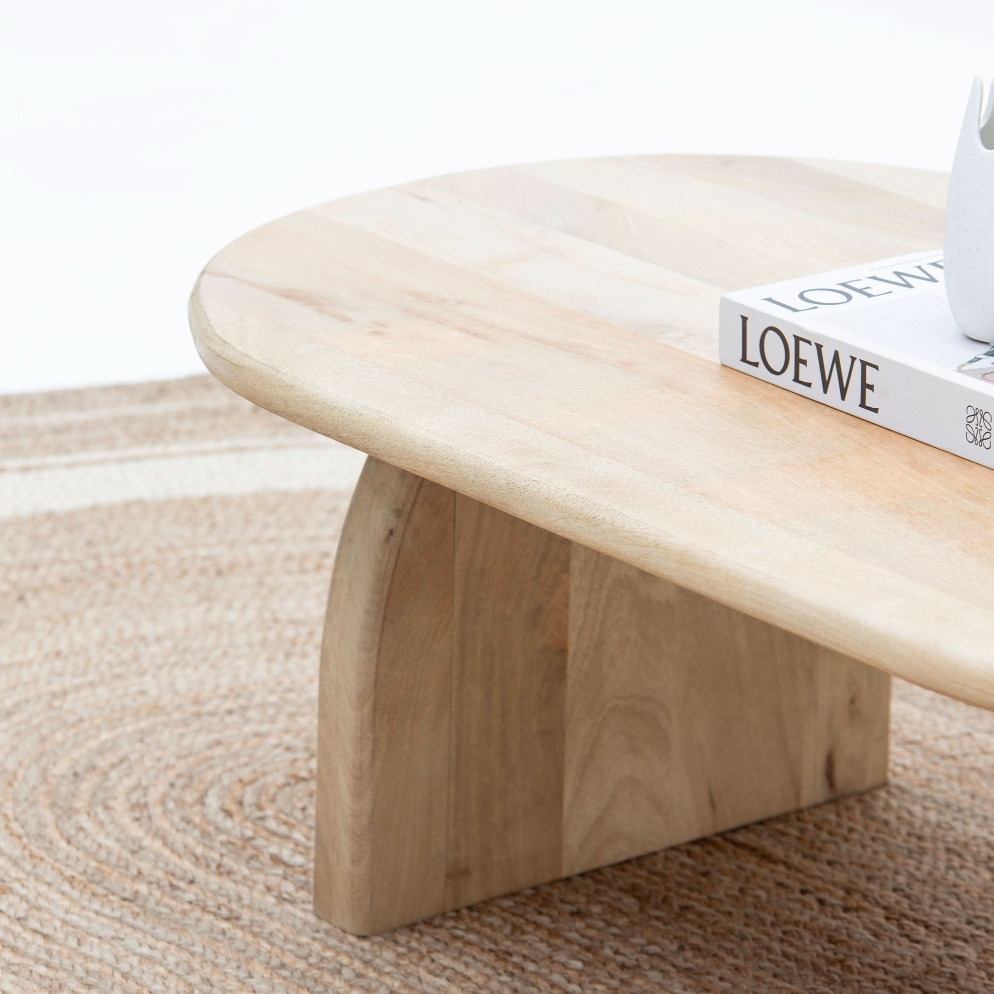 AUREVO WOODEN OVAL COFFEE TABLE - Art and craft furniture