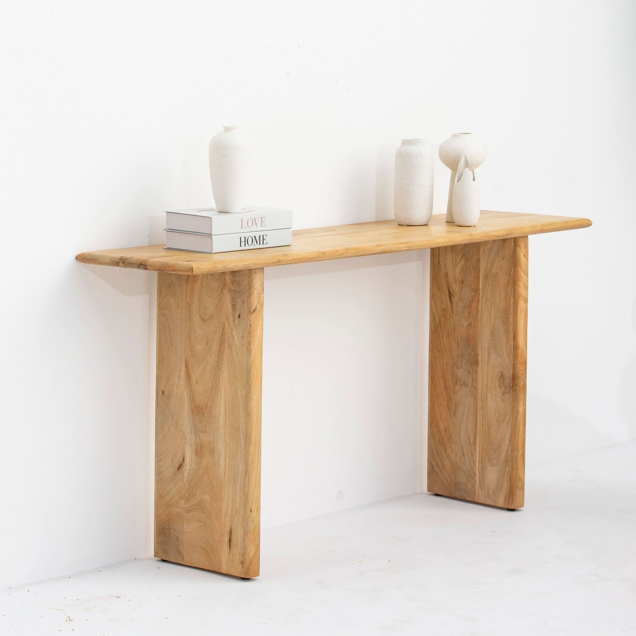 AUREVO WOODEN PLAIN FINISH CONSOLE TABLE - Art and craft furniture