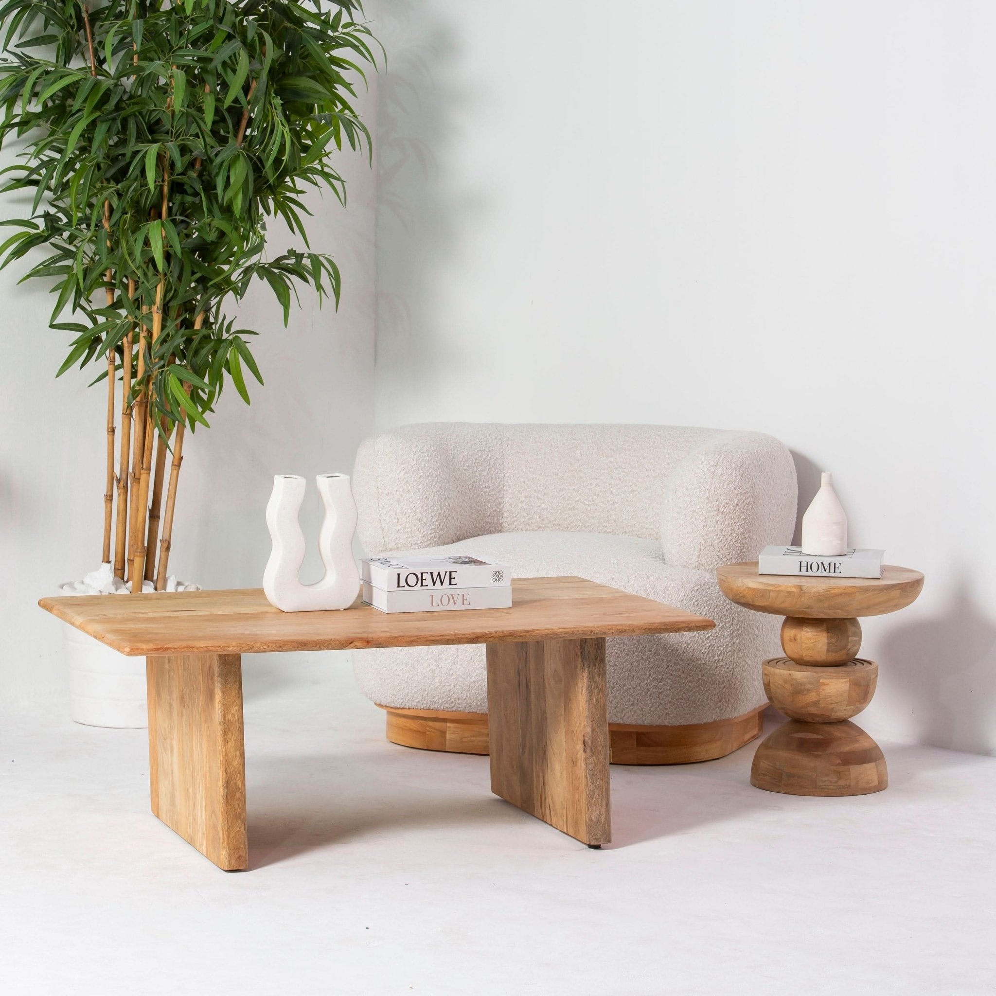 AUREVO WOODEN PLAN FINISH COFFEE TABLE - Art and craft furniture