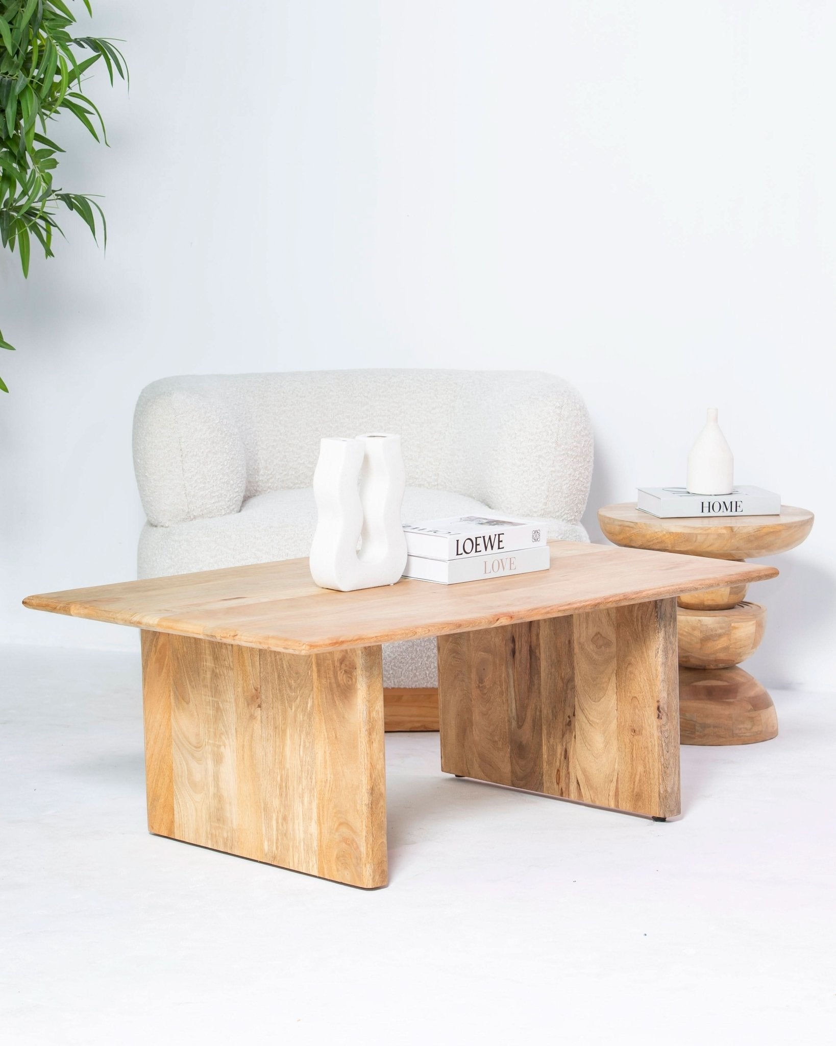 AUREVO WOODEN PLAN FINISH COFFEE TABLE - Art and craft furniture
