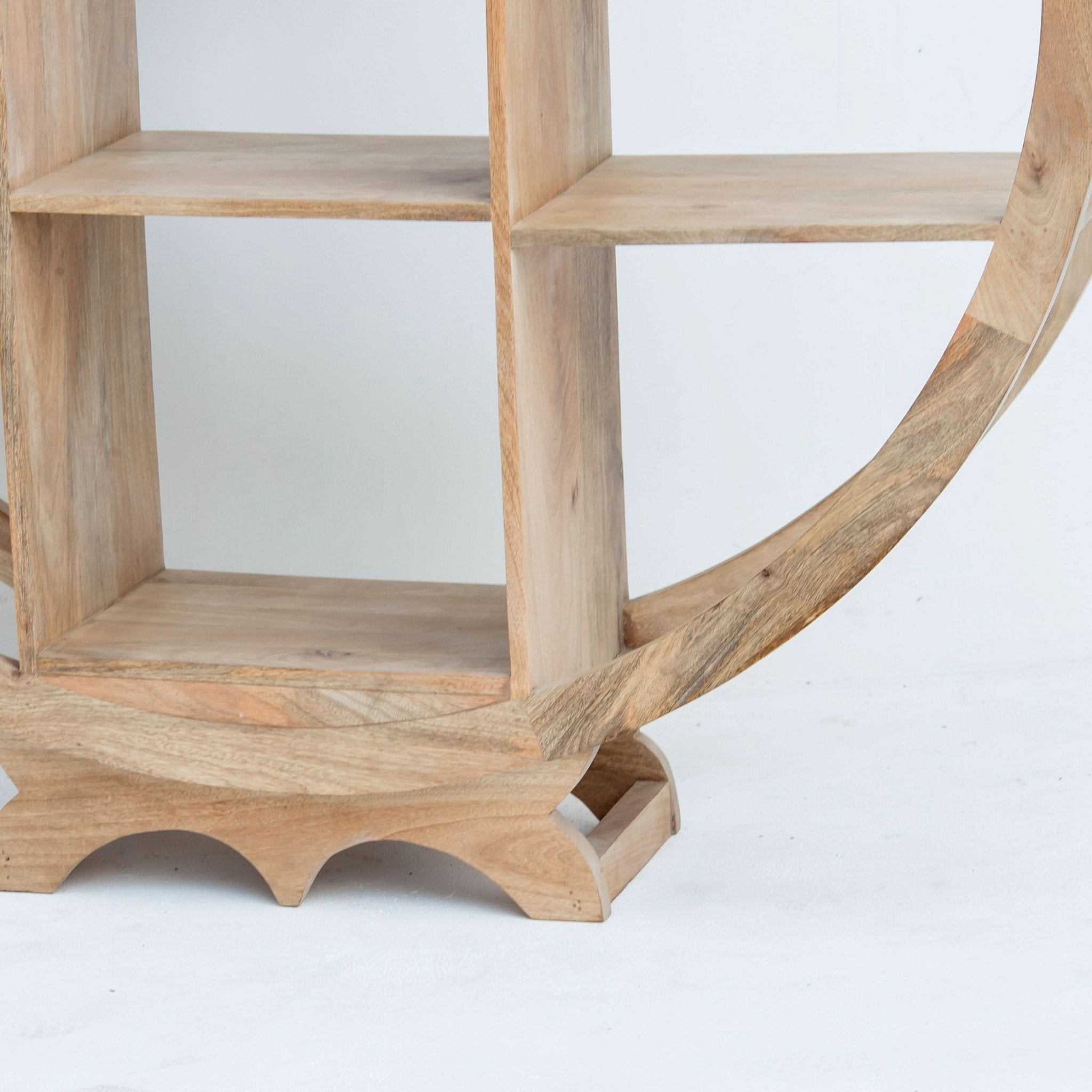 AUREVO WOODEN ROUND OPEN BOOKSHELF - Art and craft furniture