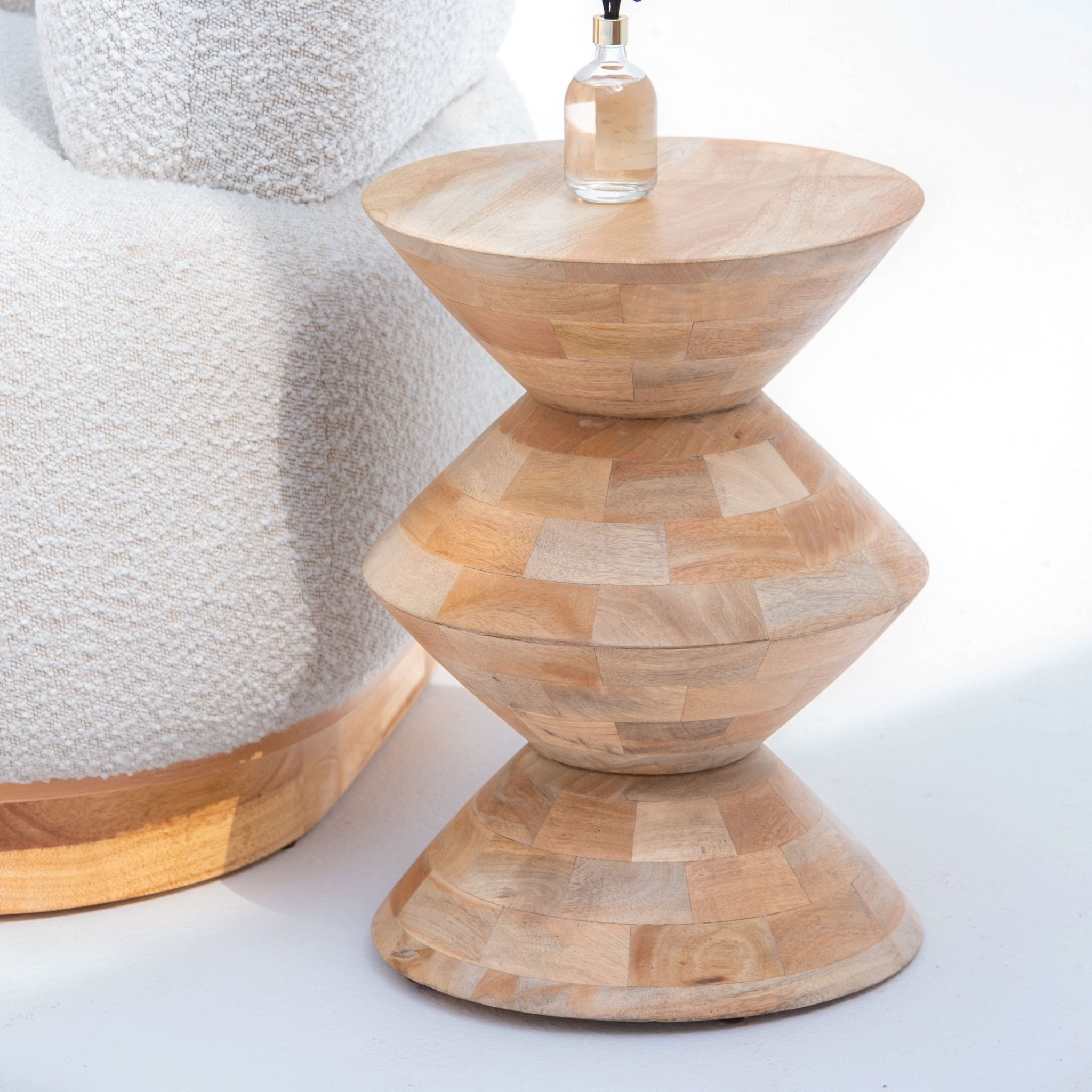 AUREVO WOODEN SIDE TABLE - Art and craft furniture