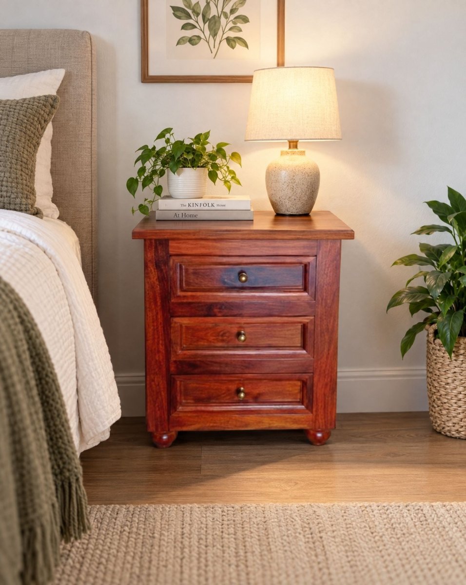 Aveline Wooden Bedside Table - Art and craft furniture
