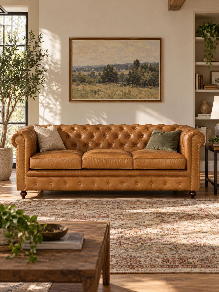 Aviana Leather Three Seater Sofa - Art and craft furniture