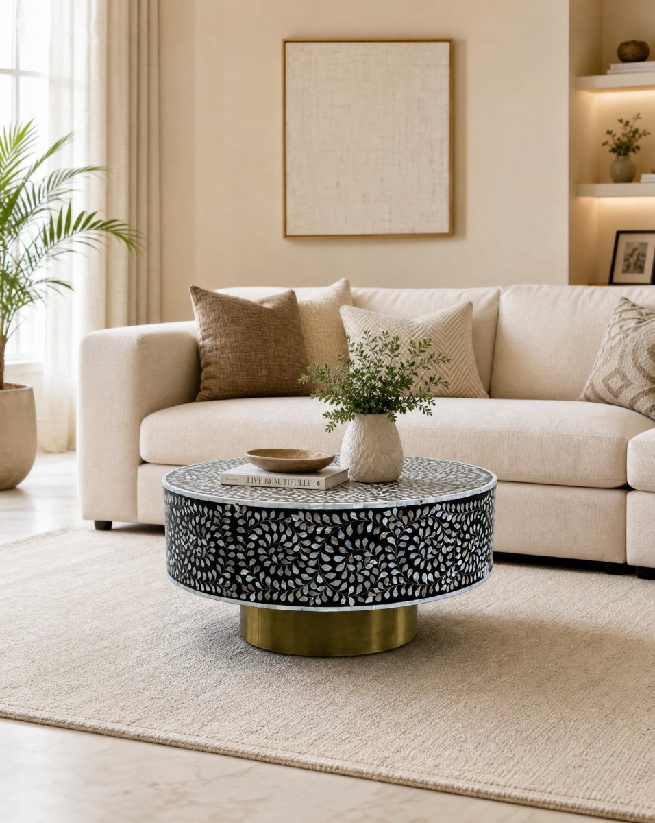 Azure Black Mother Of Pearl Coffee Table - Art and craft furniture