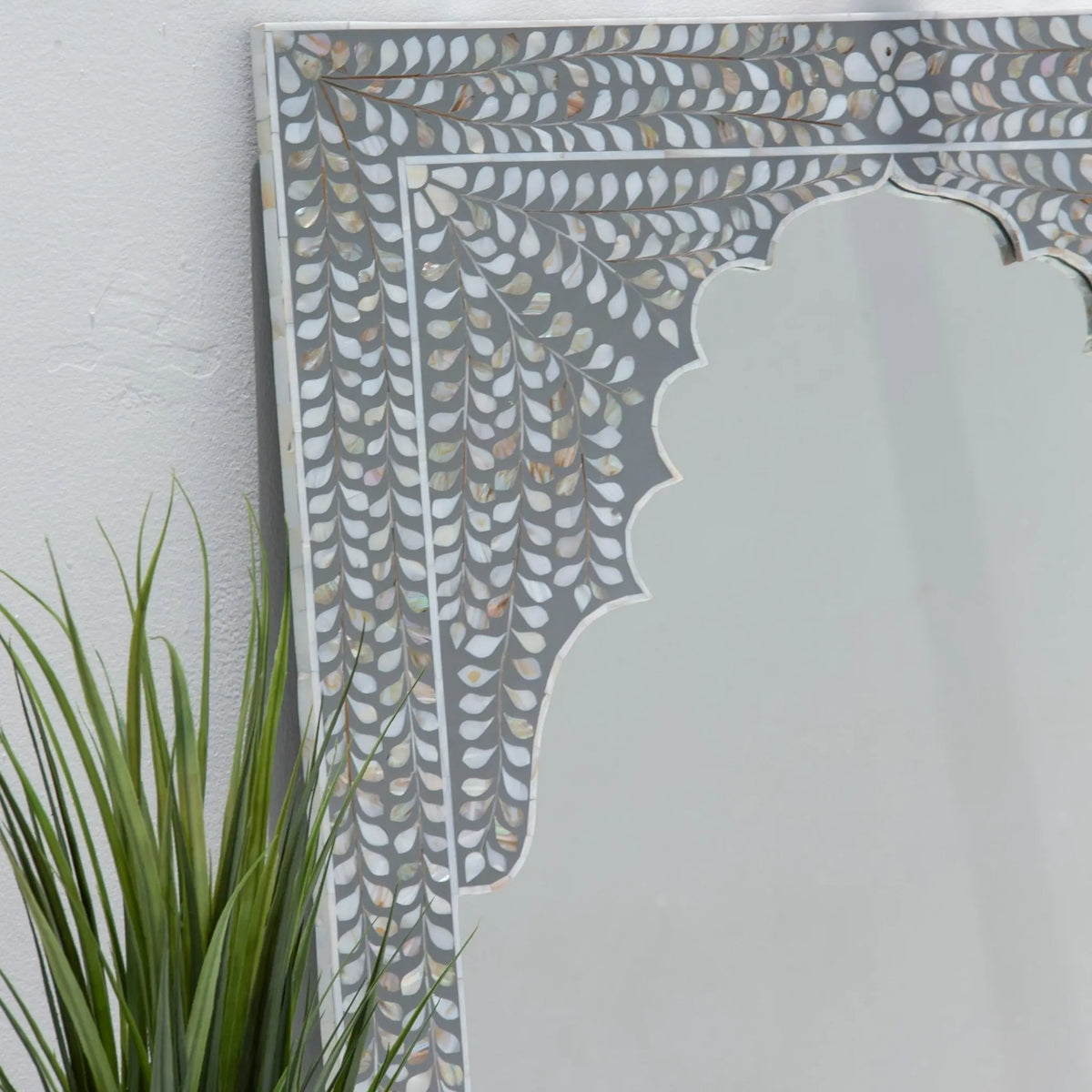 Azure-Grey Mother of Pearl Frame Mirror - Art and craft furniture