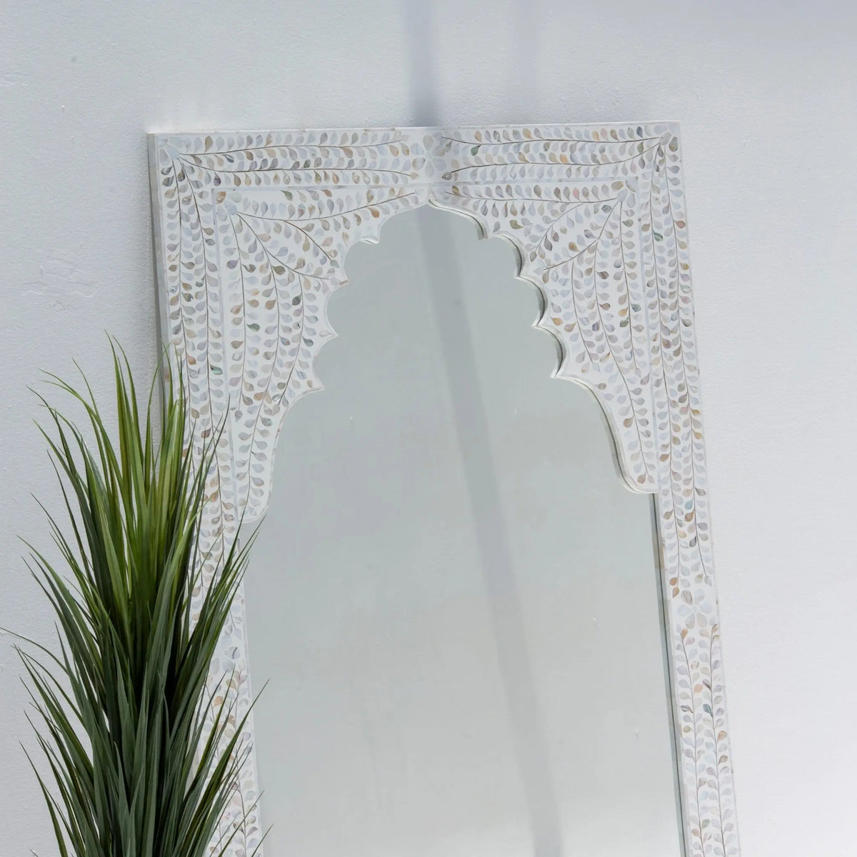 Azure White Mother Of Pearl Frame Mirror - Art and craft furniture