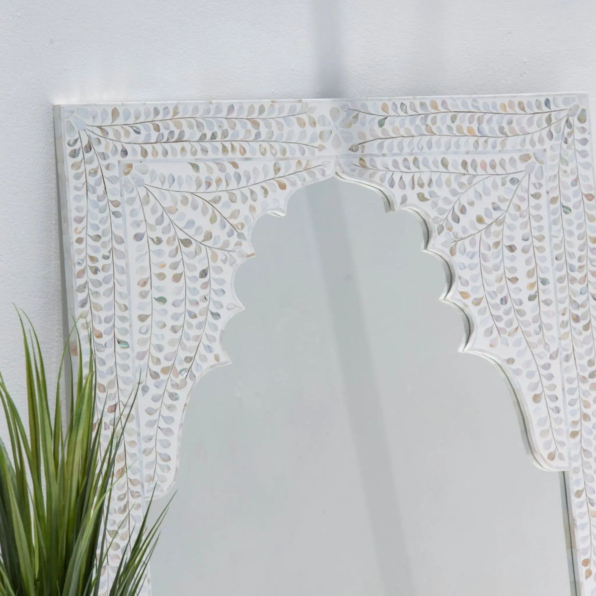 Azure White Mother Of Pearl Frame Mirror - Art and craft furniture