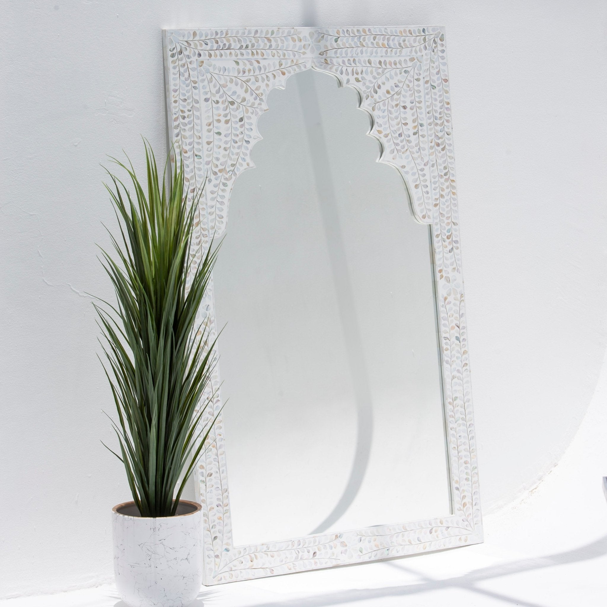 AZURE-WHITE MOTHER OF PEARL MIRROR FRAME - Art and craft furniture