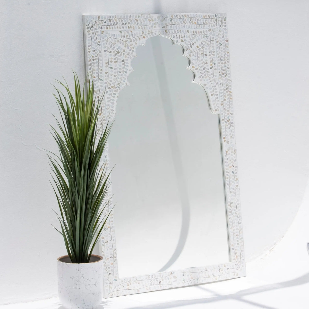 Azure White Mother Of Pearl Frame Mirror - Art and craft furniture