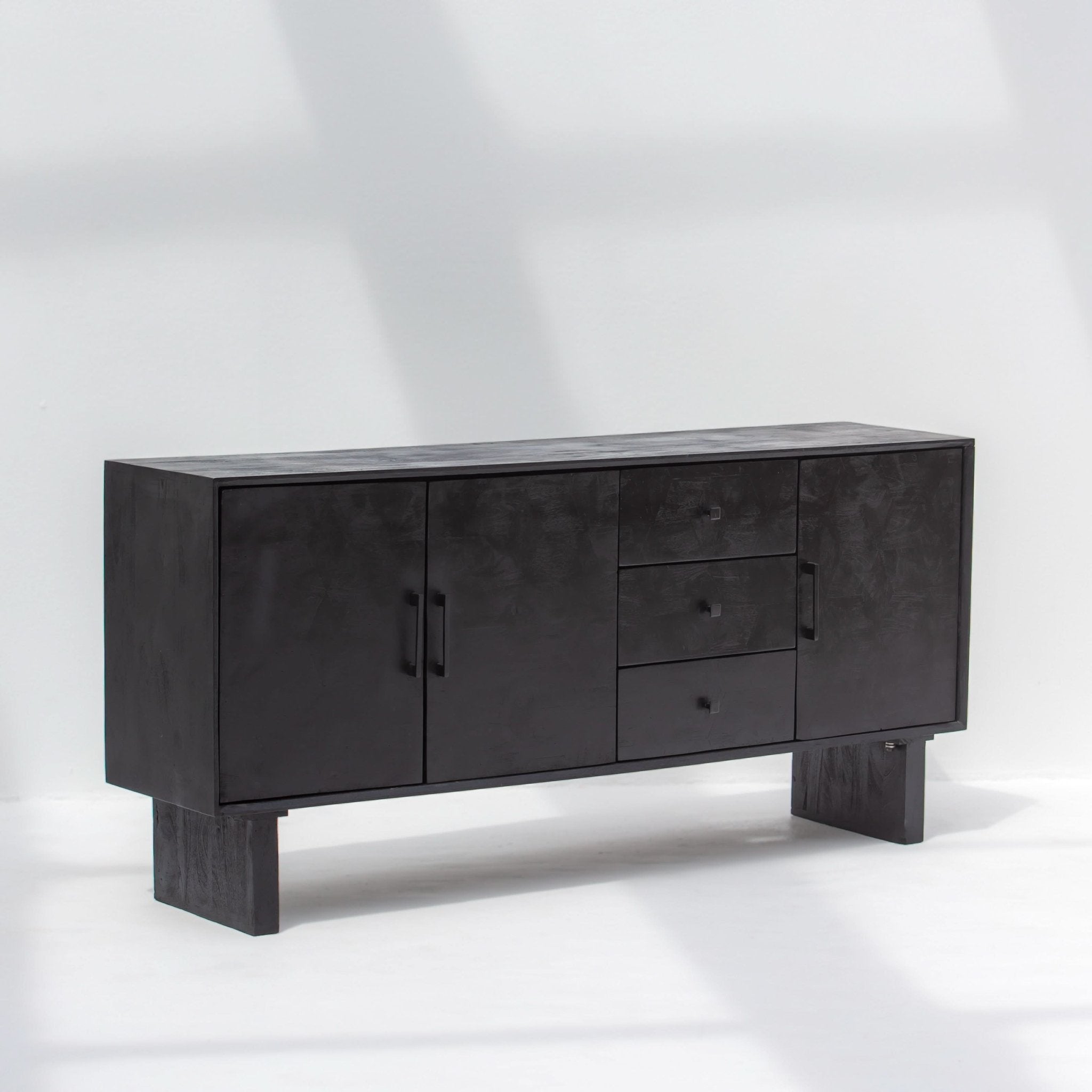 BARMER WOODEN THREE DRAWER THREE DOOR SIDEBOARD - Art and craft furniture
